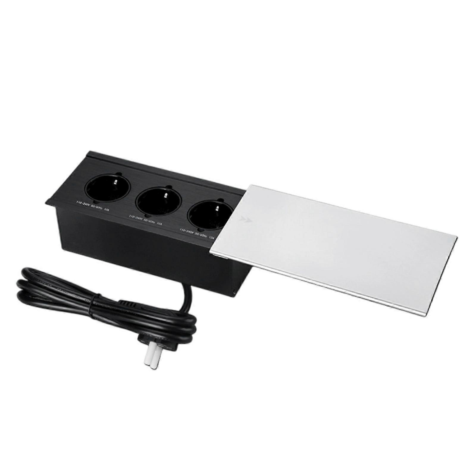 3 Gang EU Power Outlet 1.8m Cable Overburden Security Wall Mount Plan For Multiple Device Charging  Silver