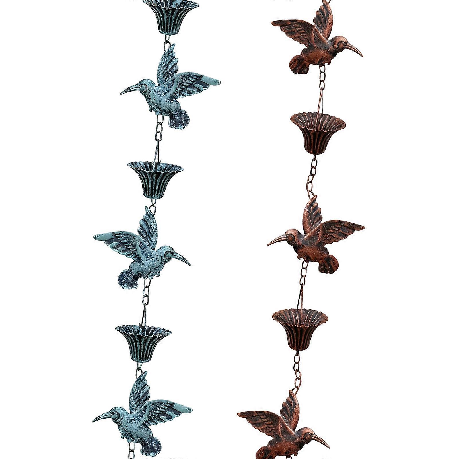 Adjustable Length Rain Chain With Stabilizing Bird Weight For Roof Drainage Rusts Resistant Garden Ornaments  Blue