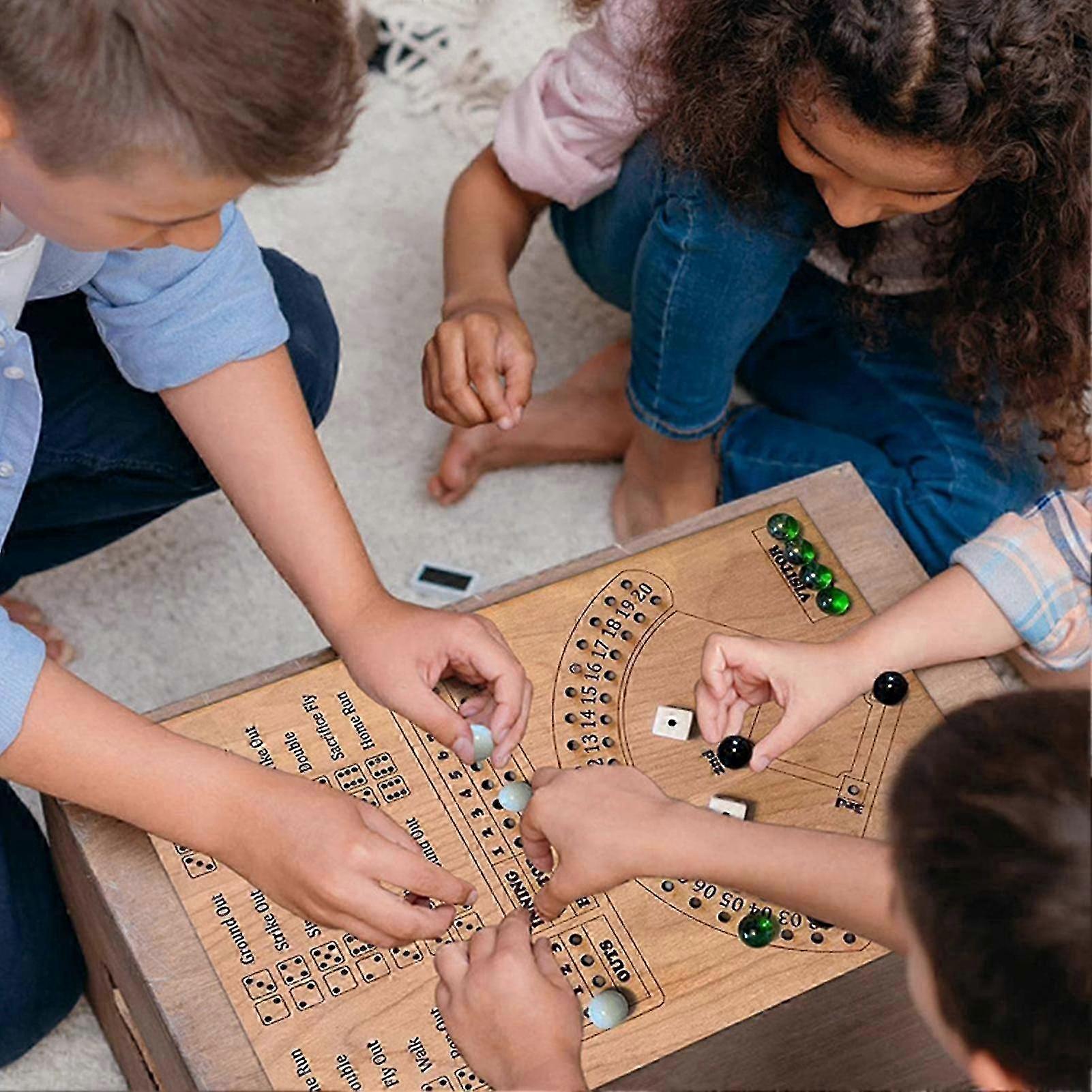 Kid Board Game Natural Environmentally Friendly Smooth Multiple Accessories Exercise Patience Parent-children Interaction Wood Baseball Dice Boar