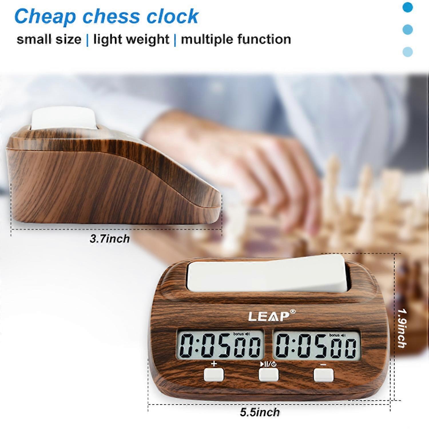LEAP Chess Clock Digital Chess Timer with Delay and Bonus Professional for Board Games Timer Wood Gr
