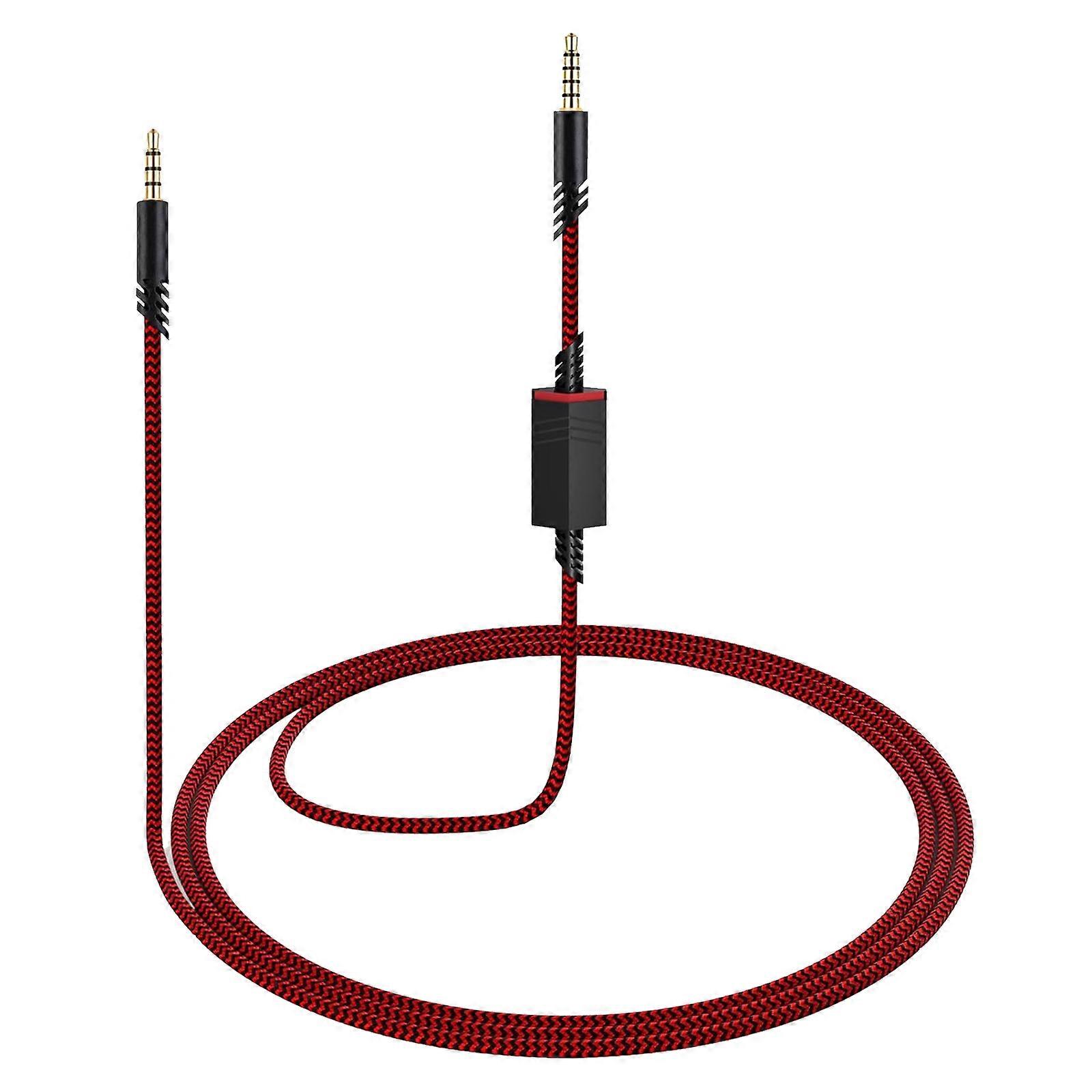 TangleFree Nylon Replacement Audios Cord for A10/A40 Headsets Mobile Devices Audios Cable Enhances Signal Transmission  Red and black