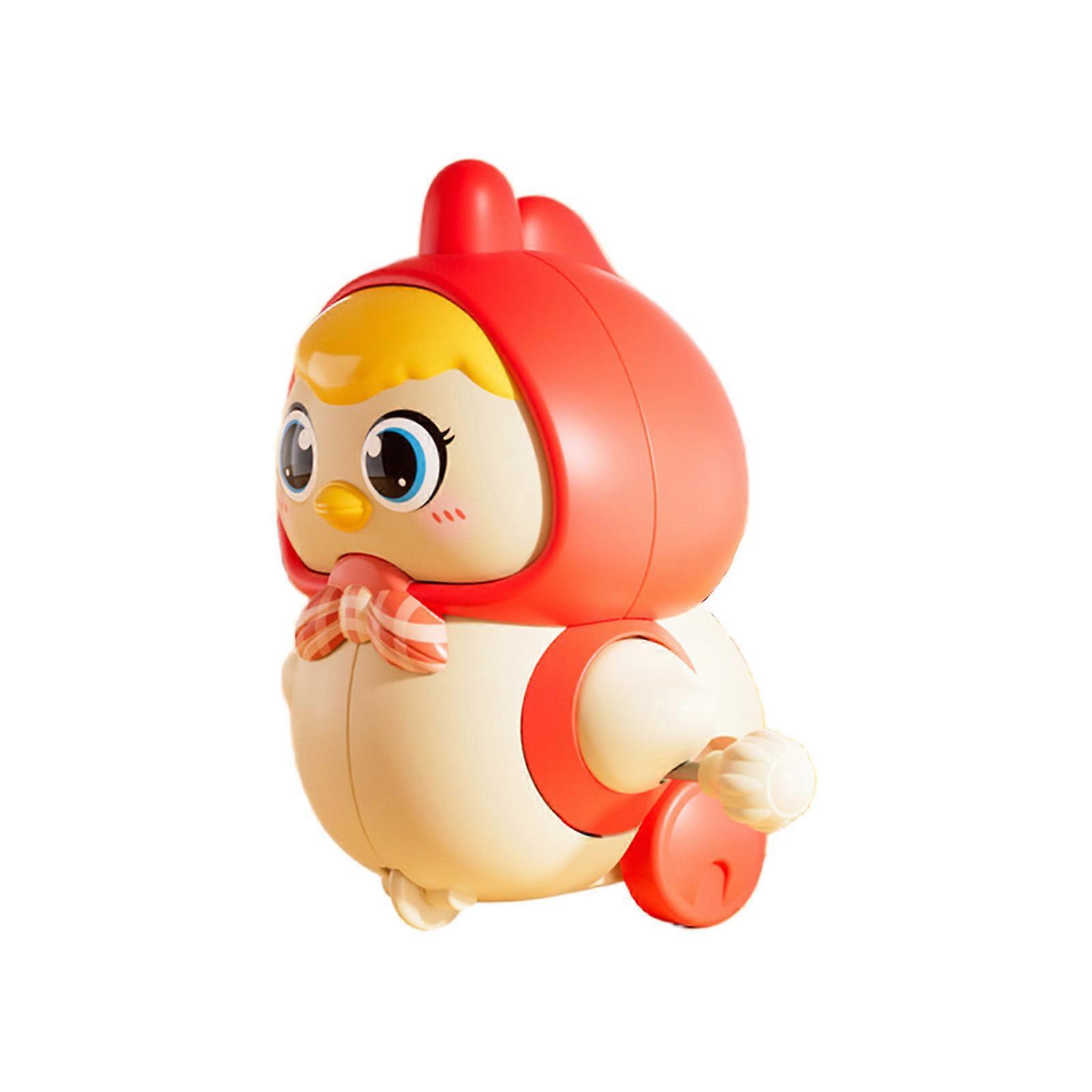 WindUp Chicken Toy With Wobble Motion Interactive Plastic Animal Figure Clockwork Toy For Kids Creative Fine Motor Skill  Red