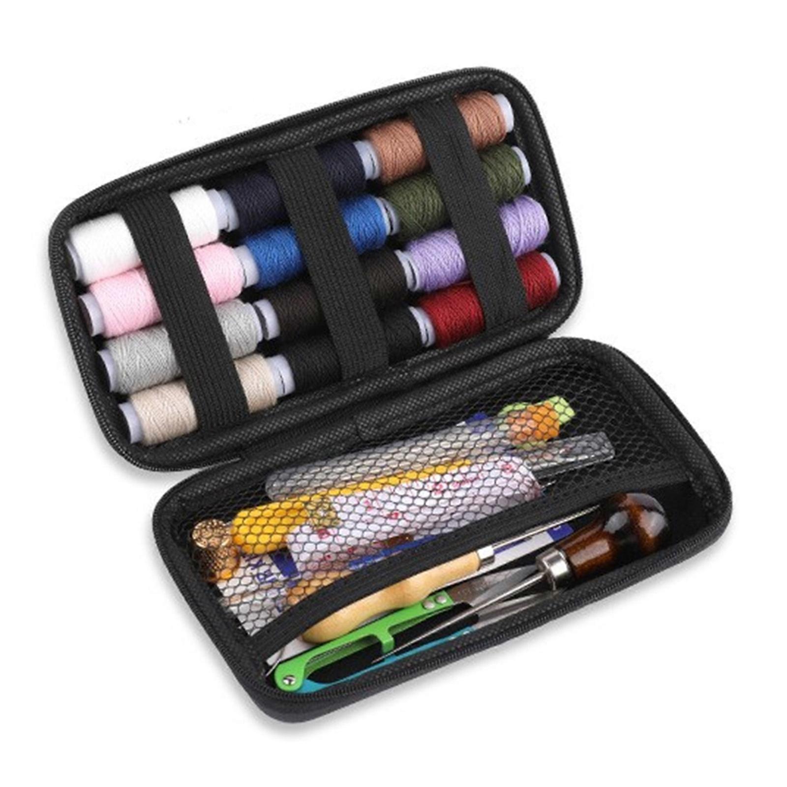 Basic Leather Working Tool Leathercraft Repair Tool Leather Sewing Set with Thread, Needle, Stitching Awls and Accessory Multicolor