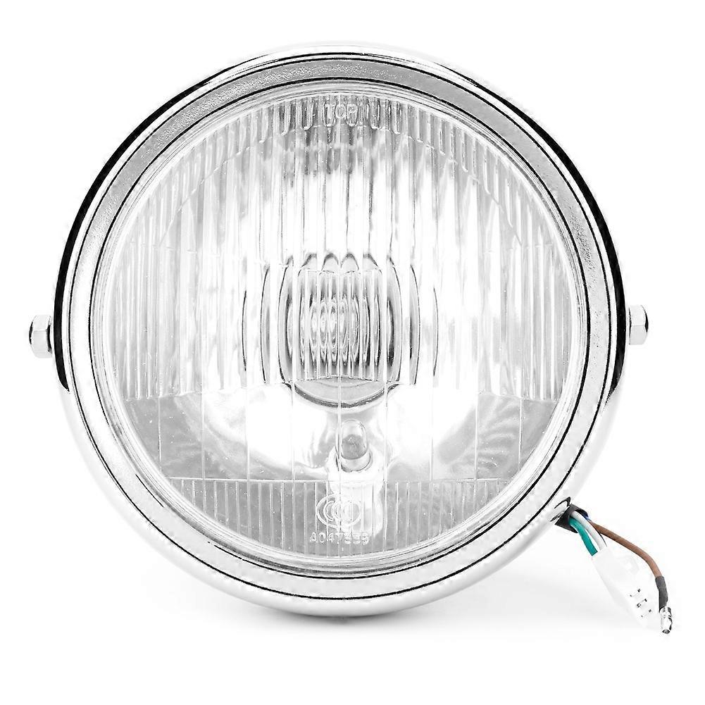 Universal Motorcycle Retro Silver Shell White Lens Headlamp Front Headlight for GN125