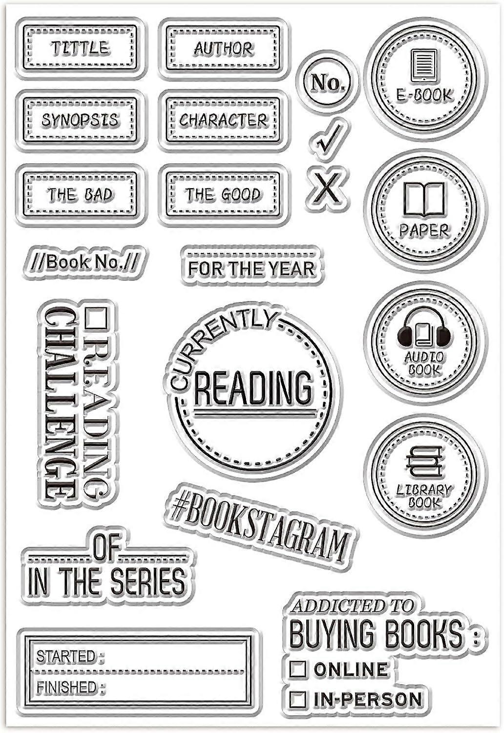 Reading Diary Stamps Book Reads Label Clear Stamps Bookstore Bookshelf Library Reading List Transparent Silicone for Scrapbooking Card Making Calendar