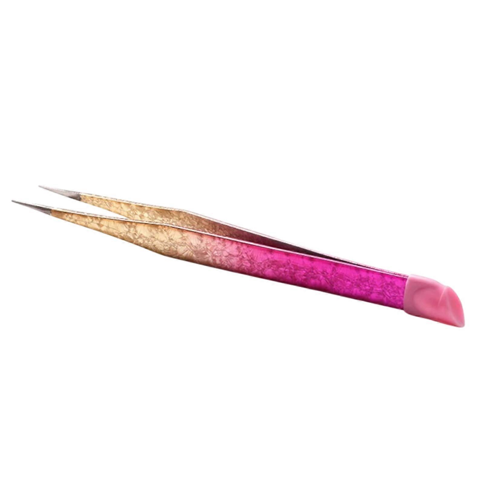 Nail Art Tweezers Double Ended with Silicone Grip, Pointed & Curved Tips for Rhinestones, Eyelash Extensions, Manicure and Crafts