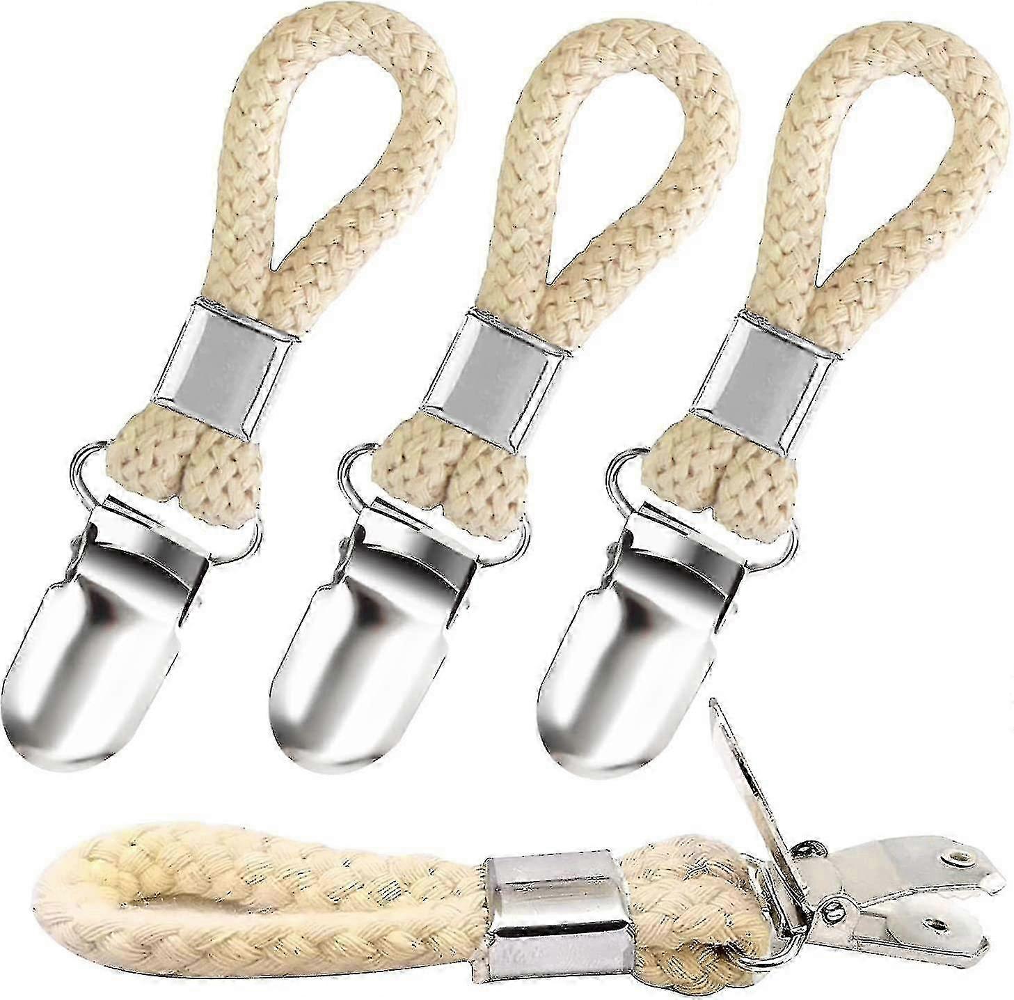 4-Pack Towel Hanger with Clips & Loops for Bathroom Storage