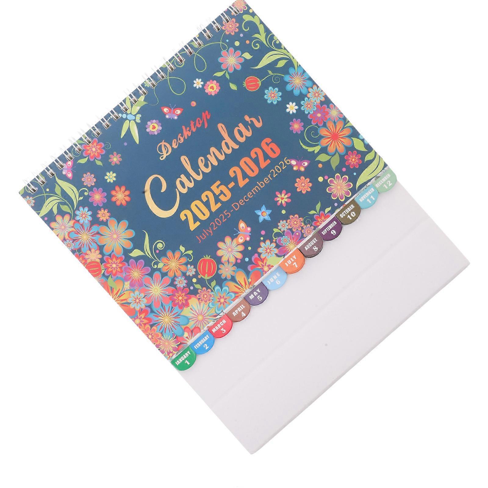 Small Floral Desk Calendar for Office Use with Monthly Flip Pages