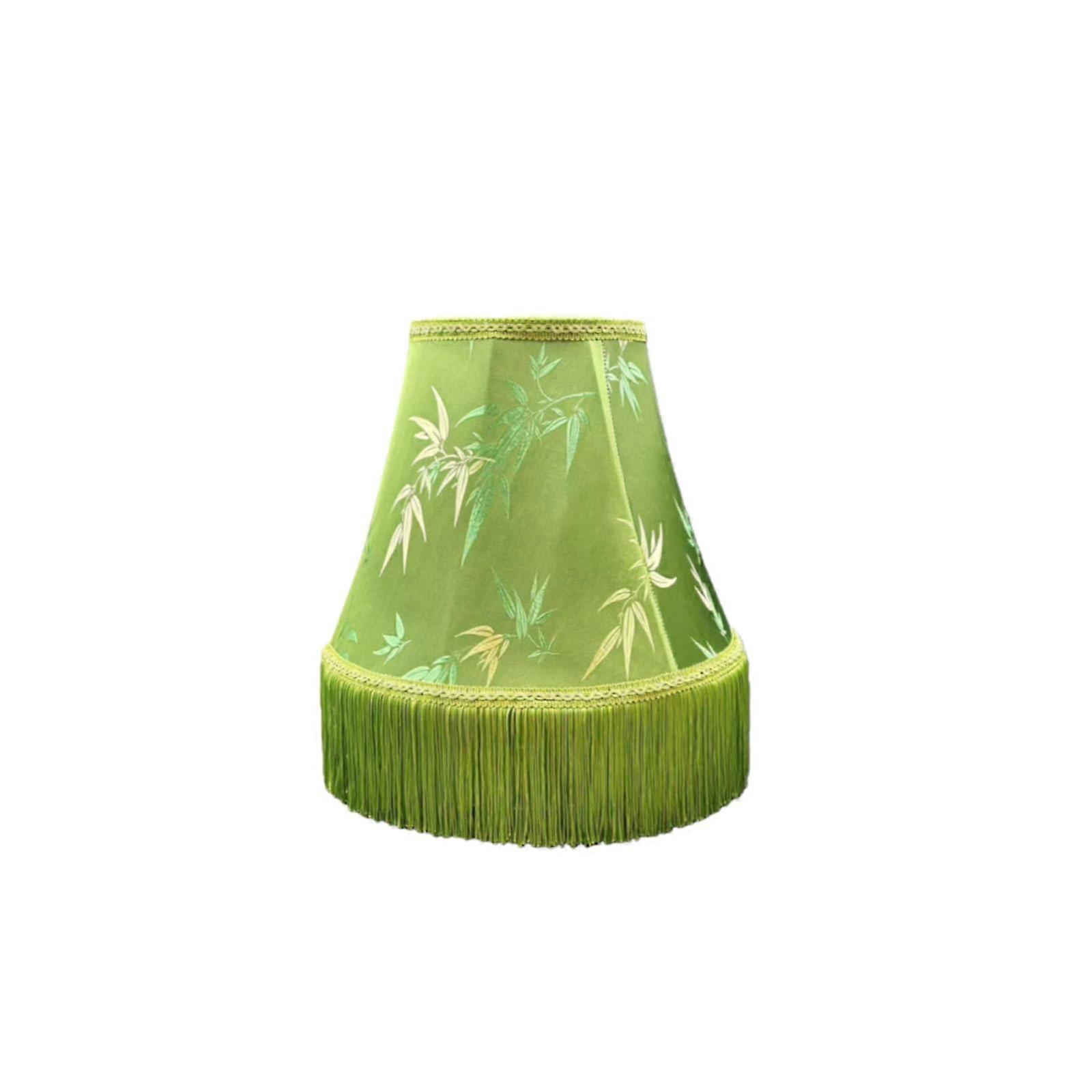 Vintage Green Tassel Lampshade for Table or Floor Lamps, Foldable Fabric Shade, European Style