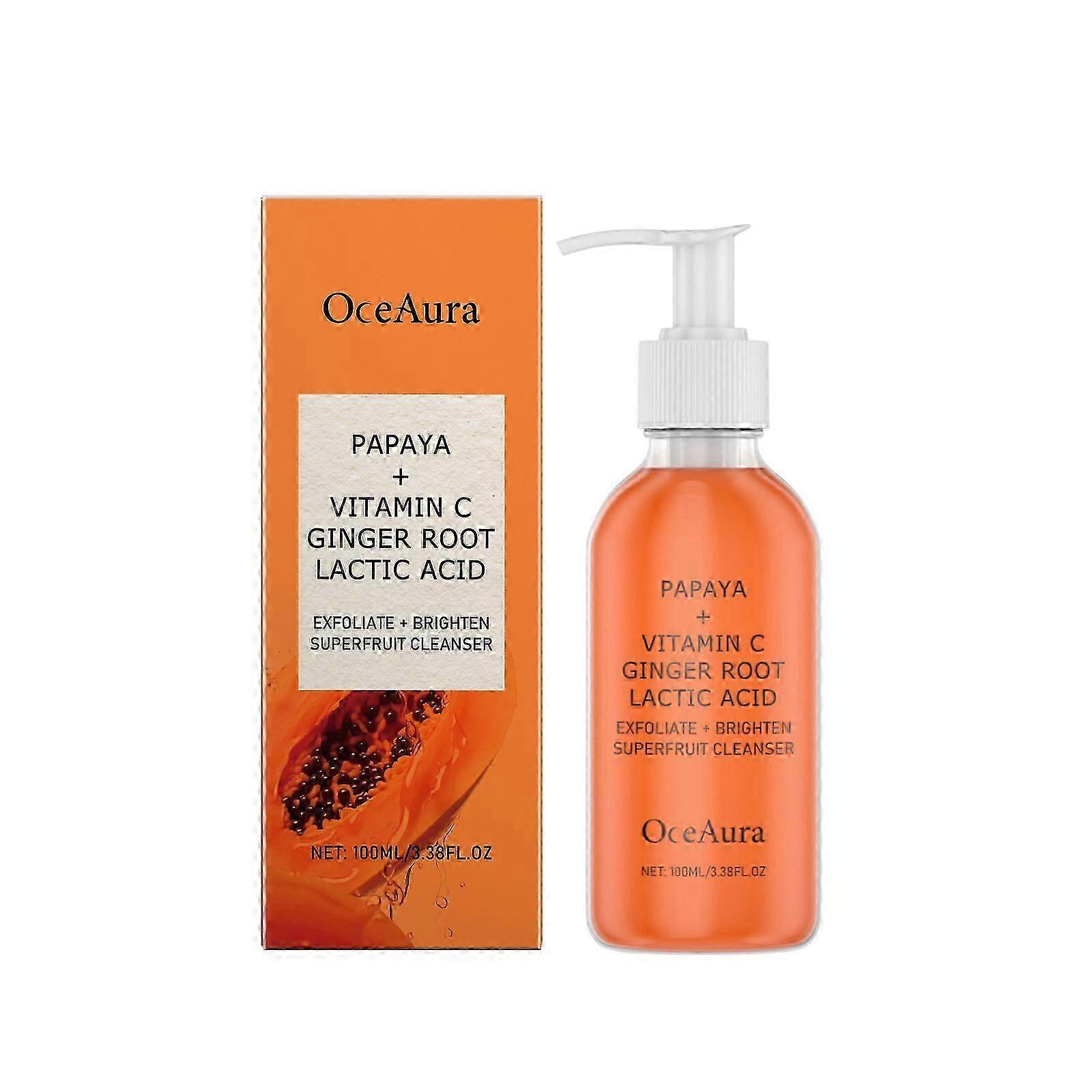 gentle exfoliating cleanser contains vitamin C(ascorbic acid), ginger root extract, lactic acid