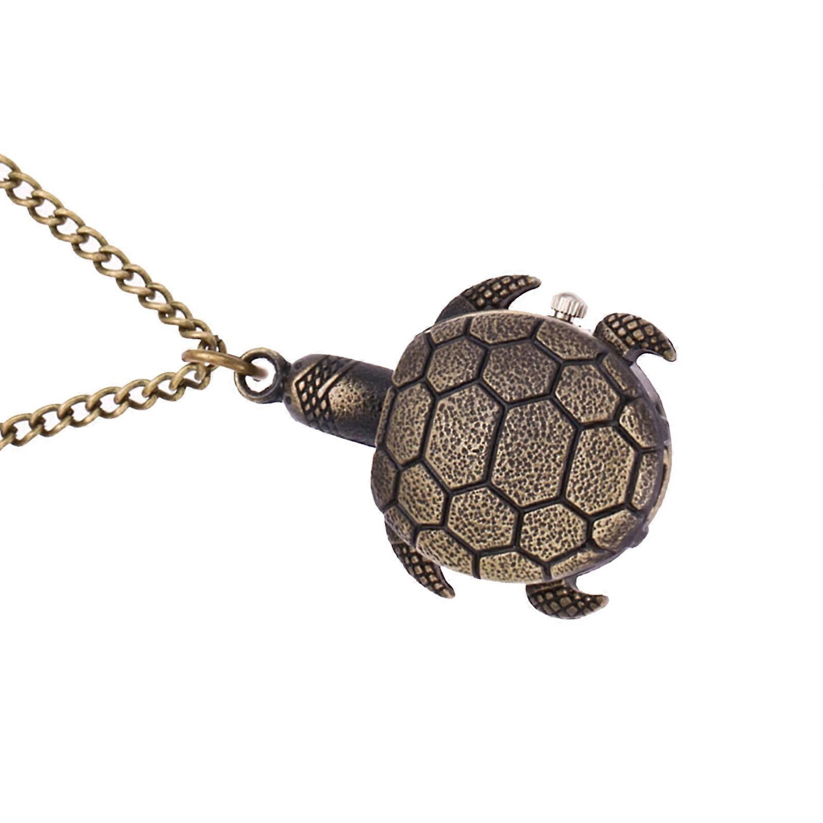 1pc Retro Pocket Watch Alloy Turtle Design Quartz Pocket Watch with Chain