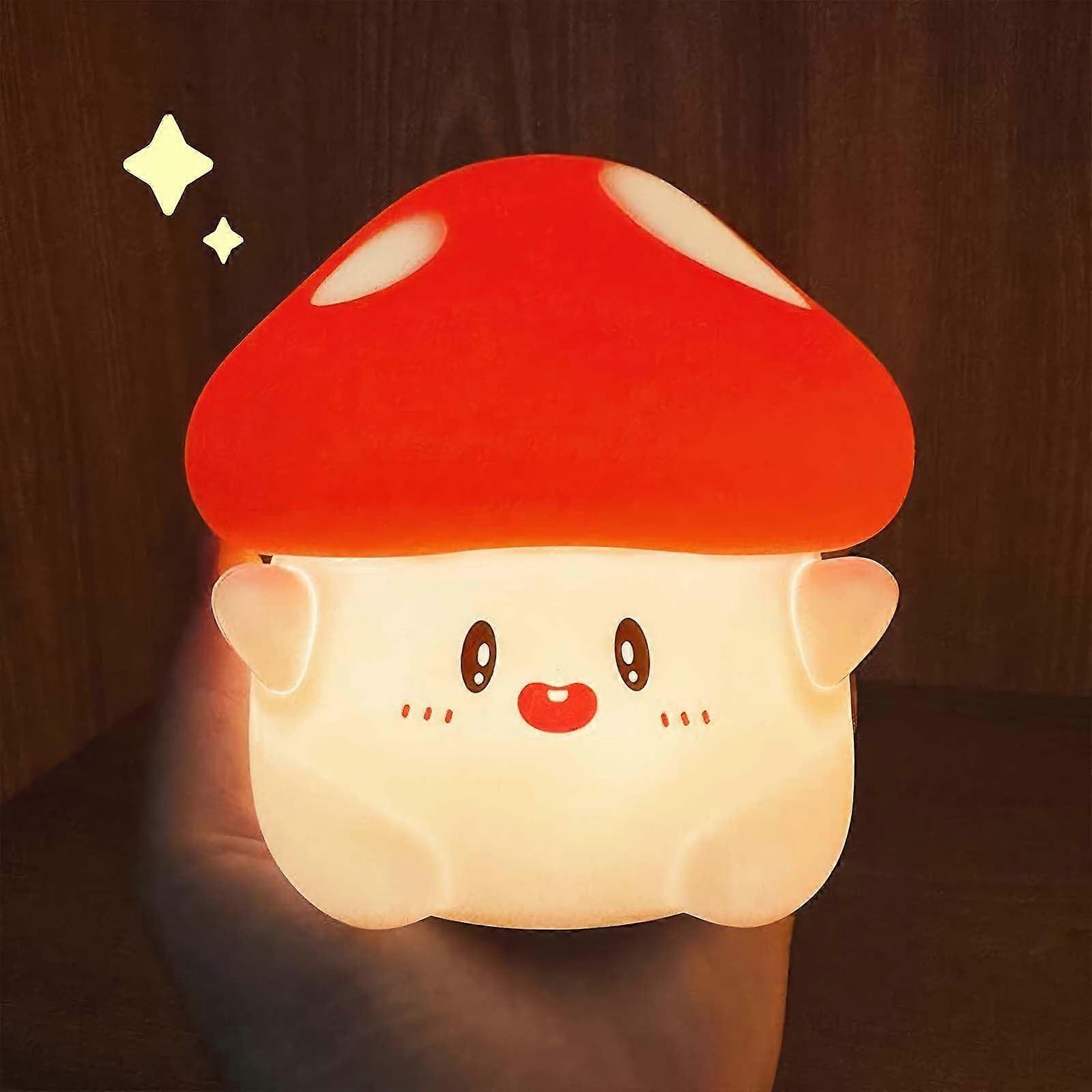 Night Light for Kids, Dimmable Silicone Mushroom Lamp with Touch Control, USBC Rechargeable, Sleep Timer for Nursery