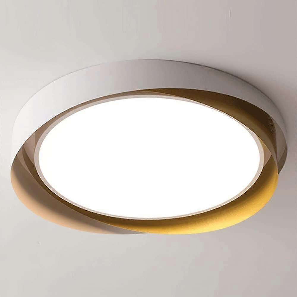 Ultra Thin Modern LED Ceiling Light with Tricolor Dimming, White and Gold 19.7in Flush Mount Fixture