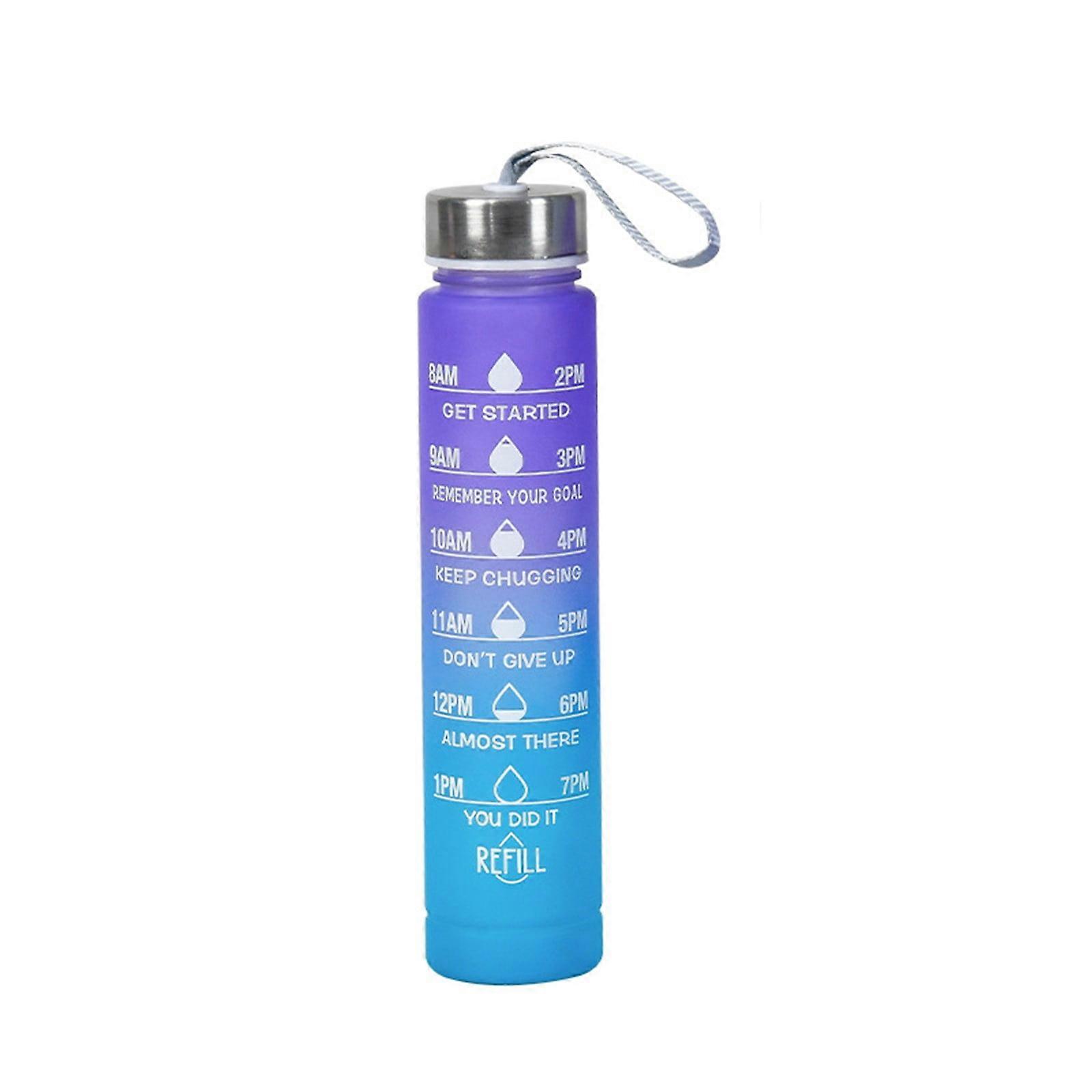 Liamobondopolis 10.5oz/300ml Fitness Water Bottle with Scale, Time Reminder & Encouraging Words, Gradient Color Gym Hydration Bottle