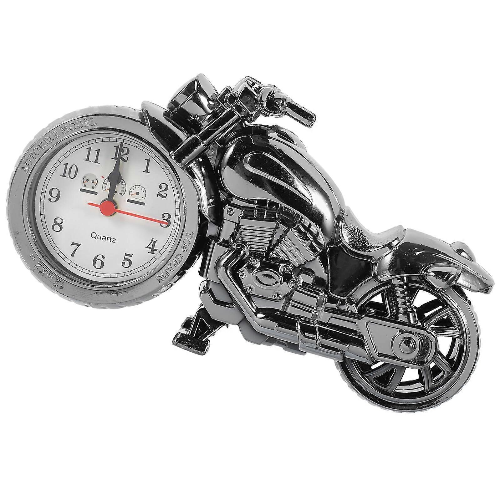 Vintage Motorcycle Alarm Clock with Quartz Movement Silent Display Black Gold Random Color