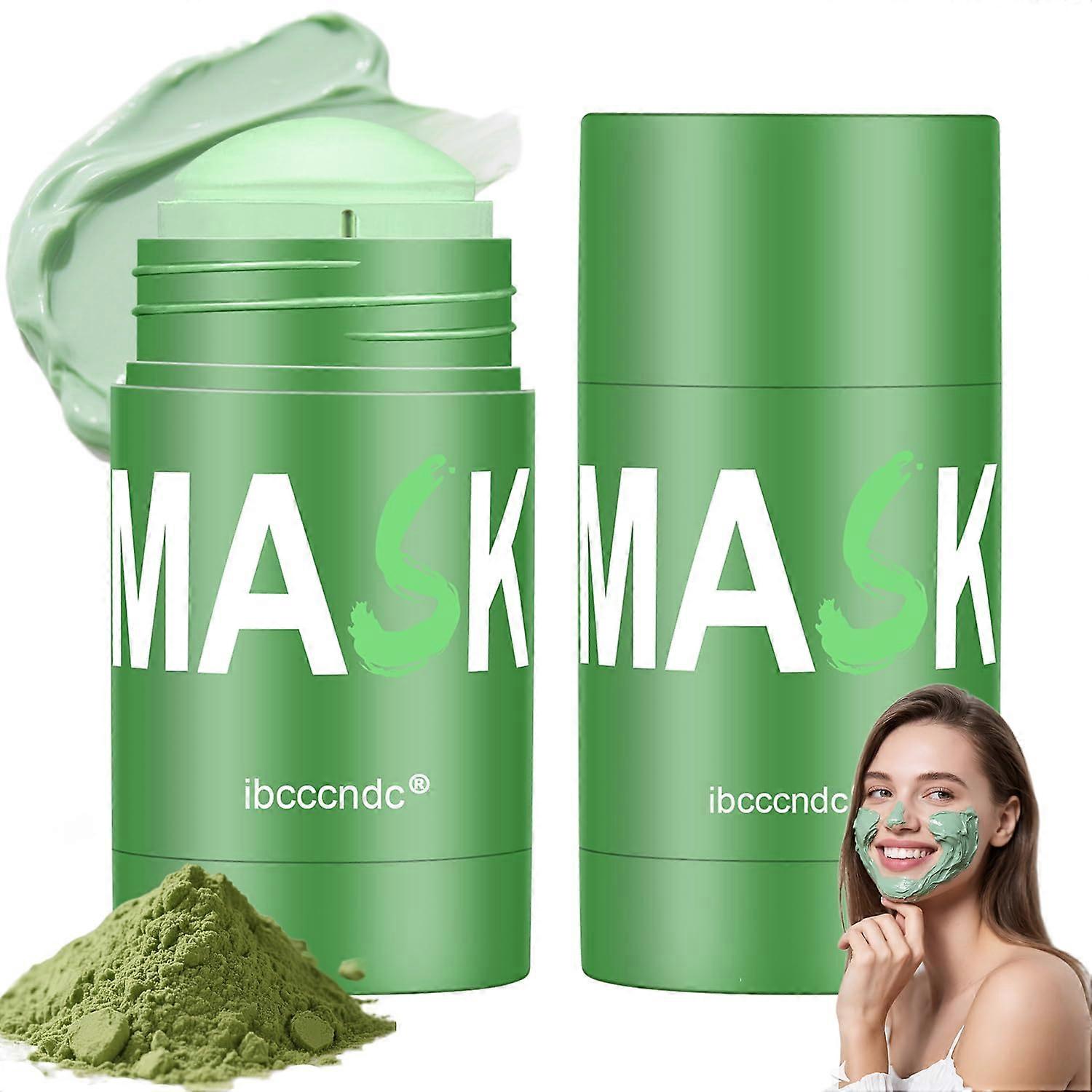 Green Tea Mask Stick Blackhead Remover, Deep Pore Cleansing Oil Control for Face, 2PCS 1.41oz