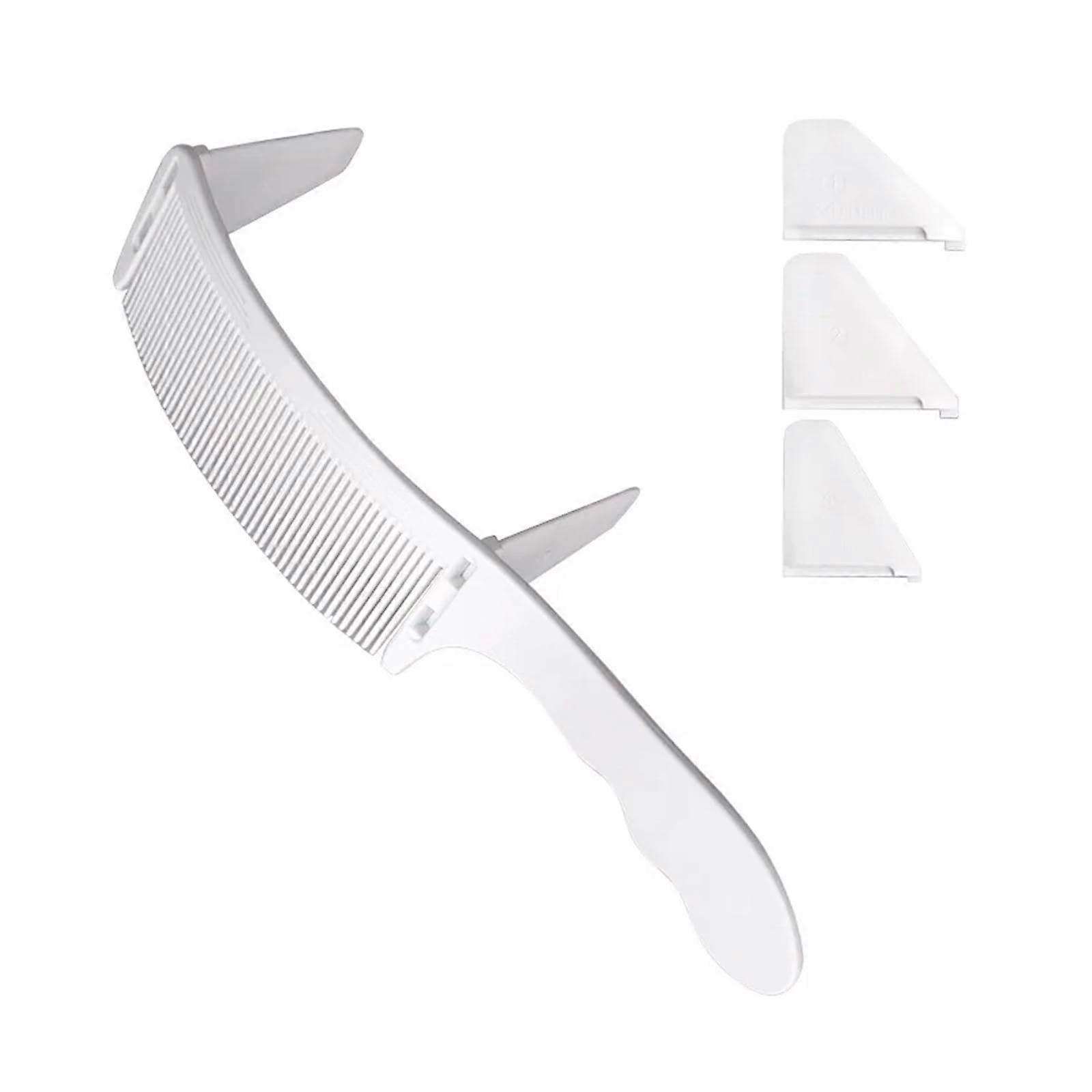 Curved Barber Clipper Comb for Fast Hair Cutting and Fade Styling, Flat  Design, White