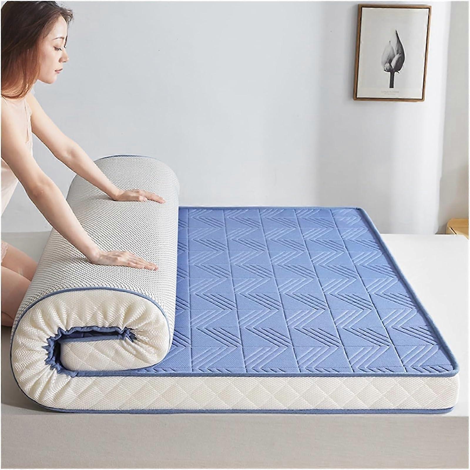 Queen Mattress Topper Latex Memory Foam, Breathable DualSided Foldable Tatami 90x200cm No7 for Back Pain Relief