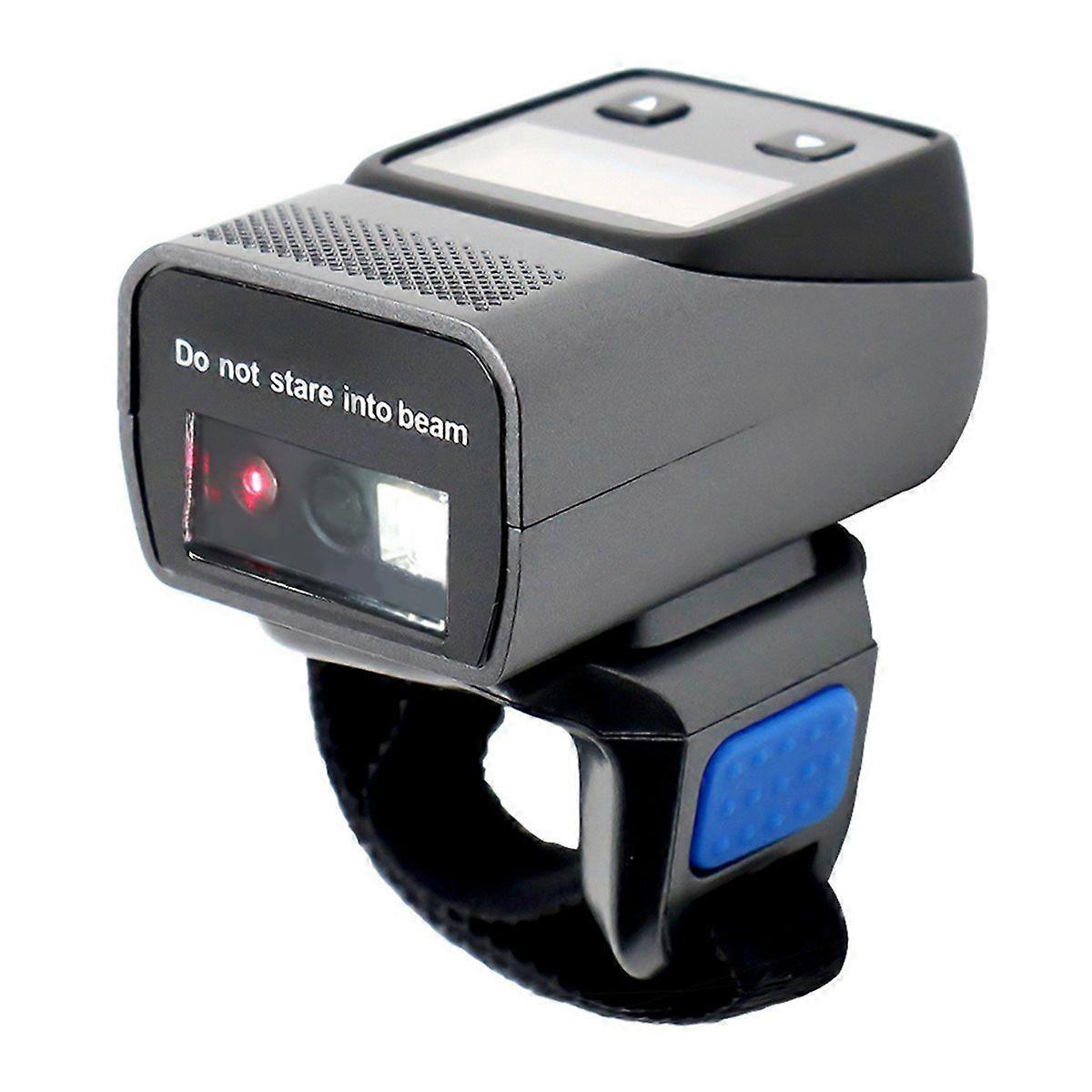 Ring Barcode Scanner, Bluetooth Finger QR Code Reader, 1D Laser/2D Mini with Screen Scanning Suppor