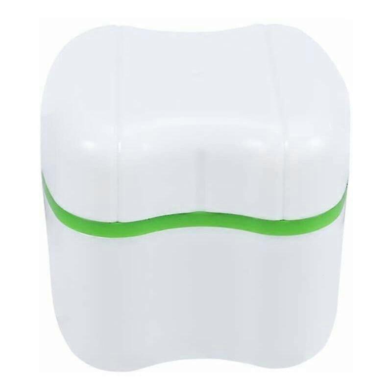 Denture Box Teeth Storage Box with Rinsing Basket (Green)