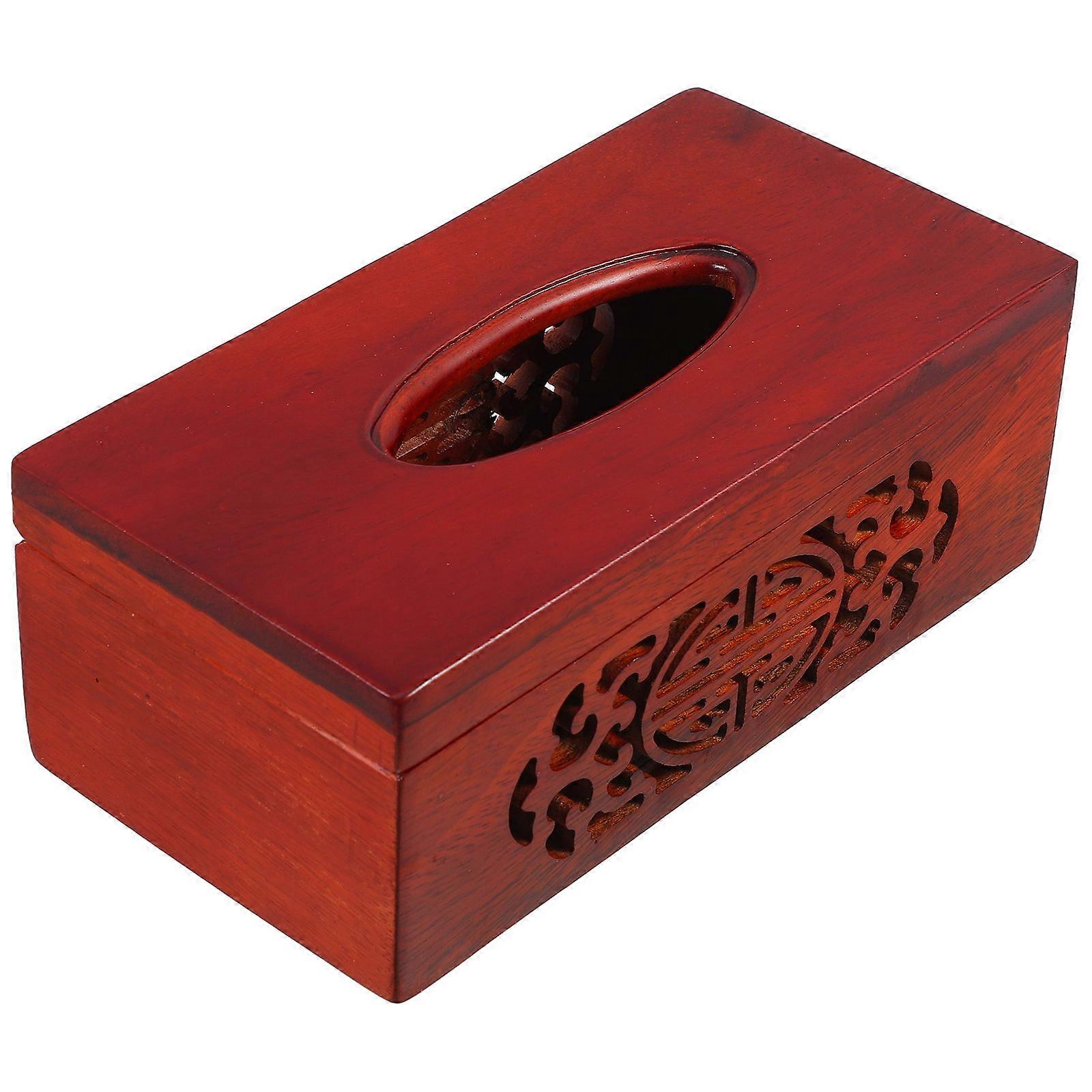 Brown Wood Tissue Holder for Tissue Storage with Rectangular Dispenser