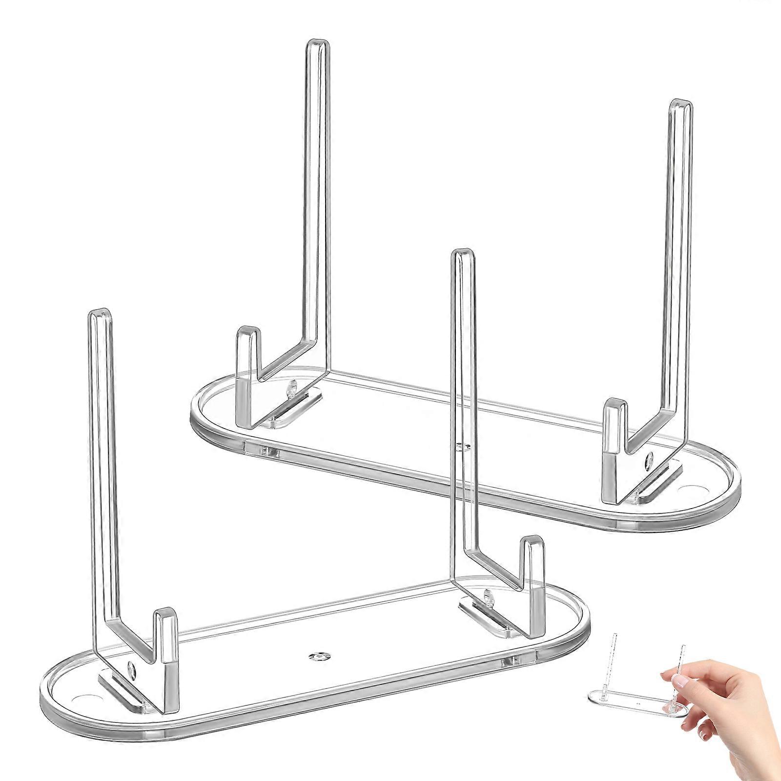 Clear Acrylic Plate Display Stands for Decoration 2Pcs Small Transparent Easels