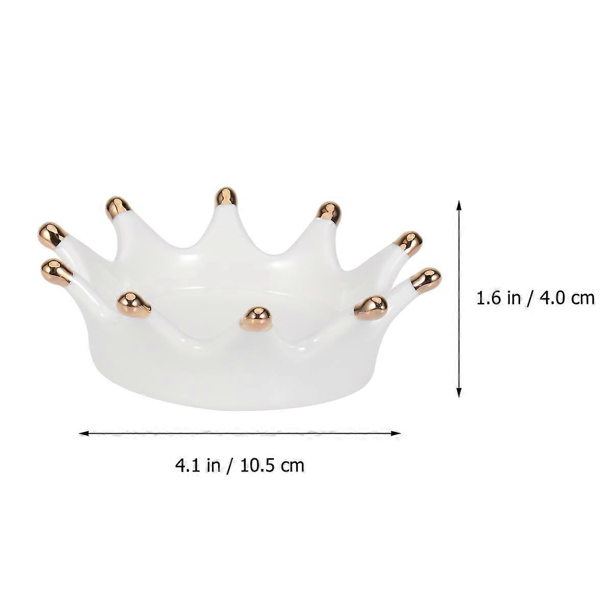 Ceramic Crown Shape Ring Dish for Jewelry Storage Small Decorative Tray