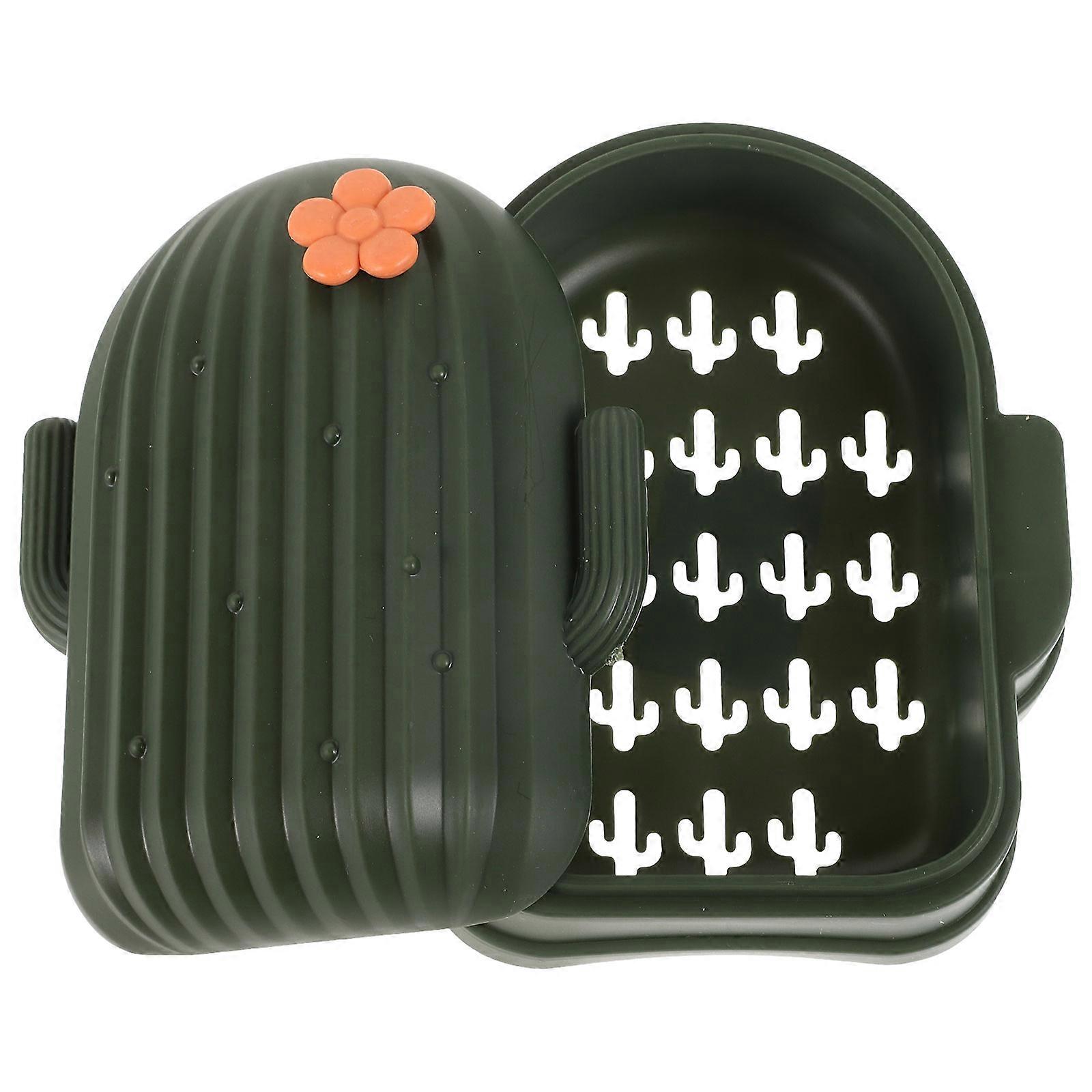 Cactus Soap Dish with Lid for Bathroom Use Plastic Soap Holder