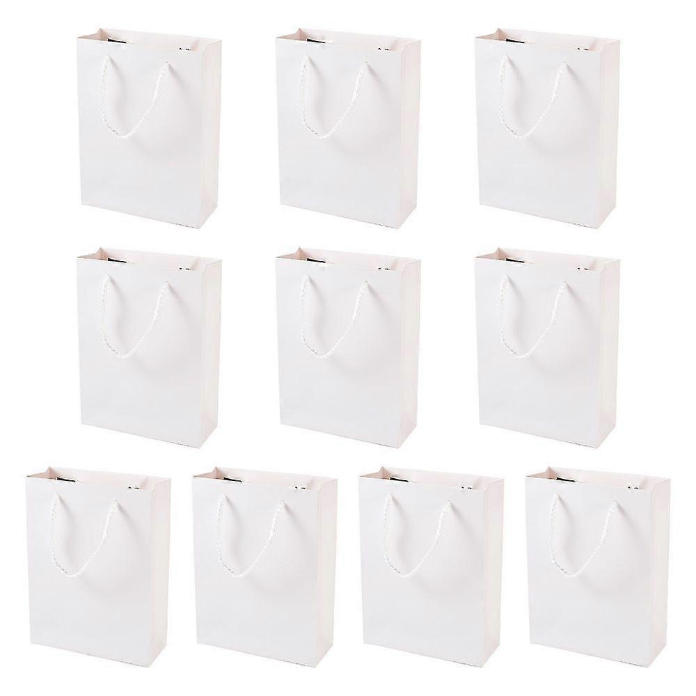 Folding Kraft Paper Gift Bags with Handle Rectangle White 14.9x6.1x20cm