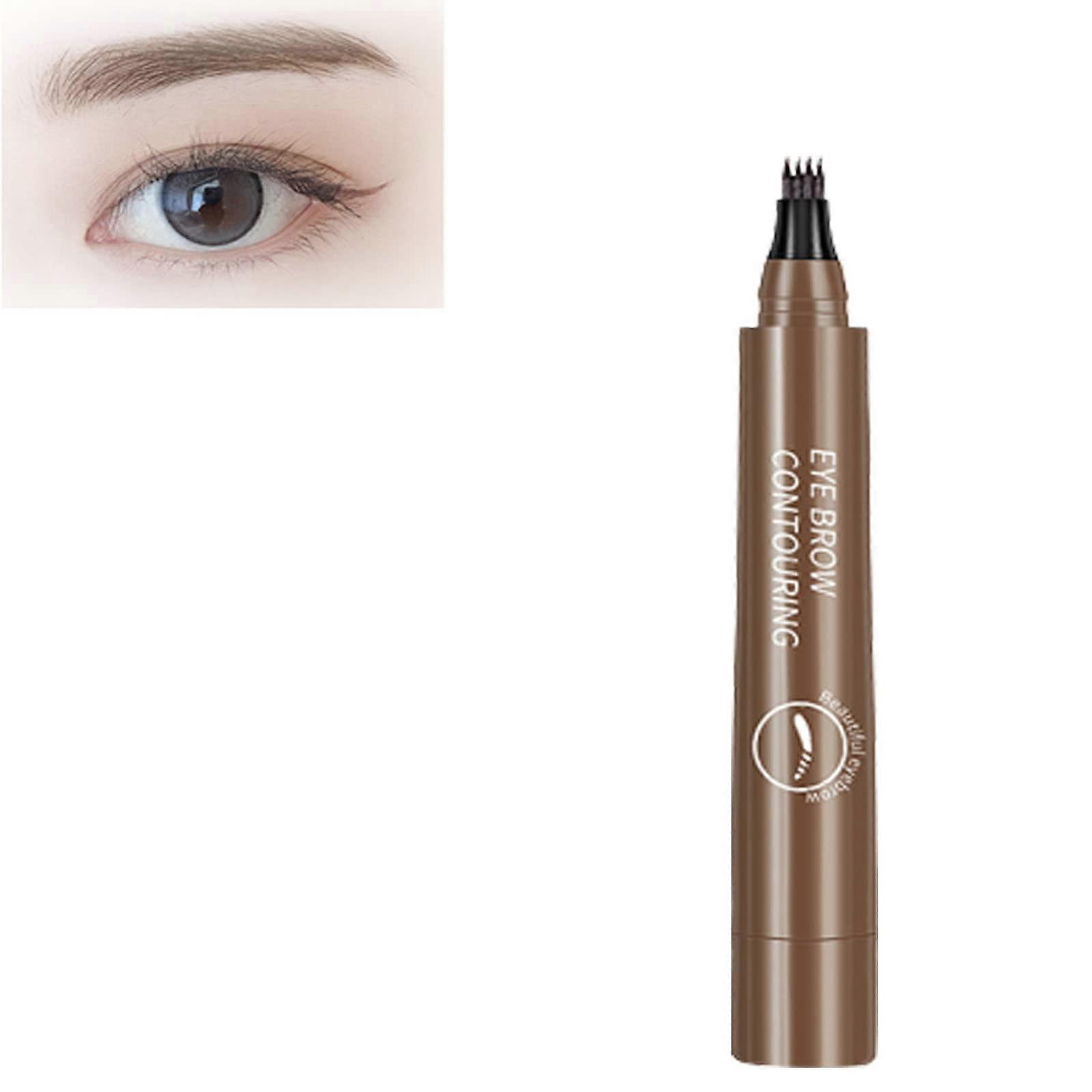 Waterproof Eyebrow Pen with 4 Tip Precision, Microblading Smudge Proof Long Lasting Brow Pencil (02)
