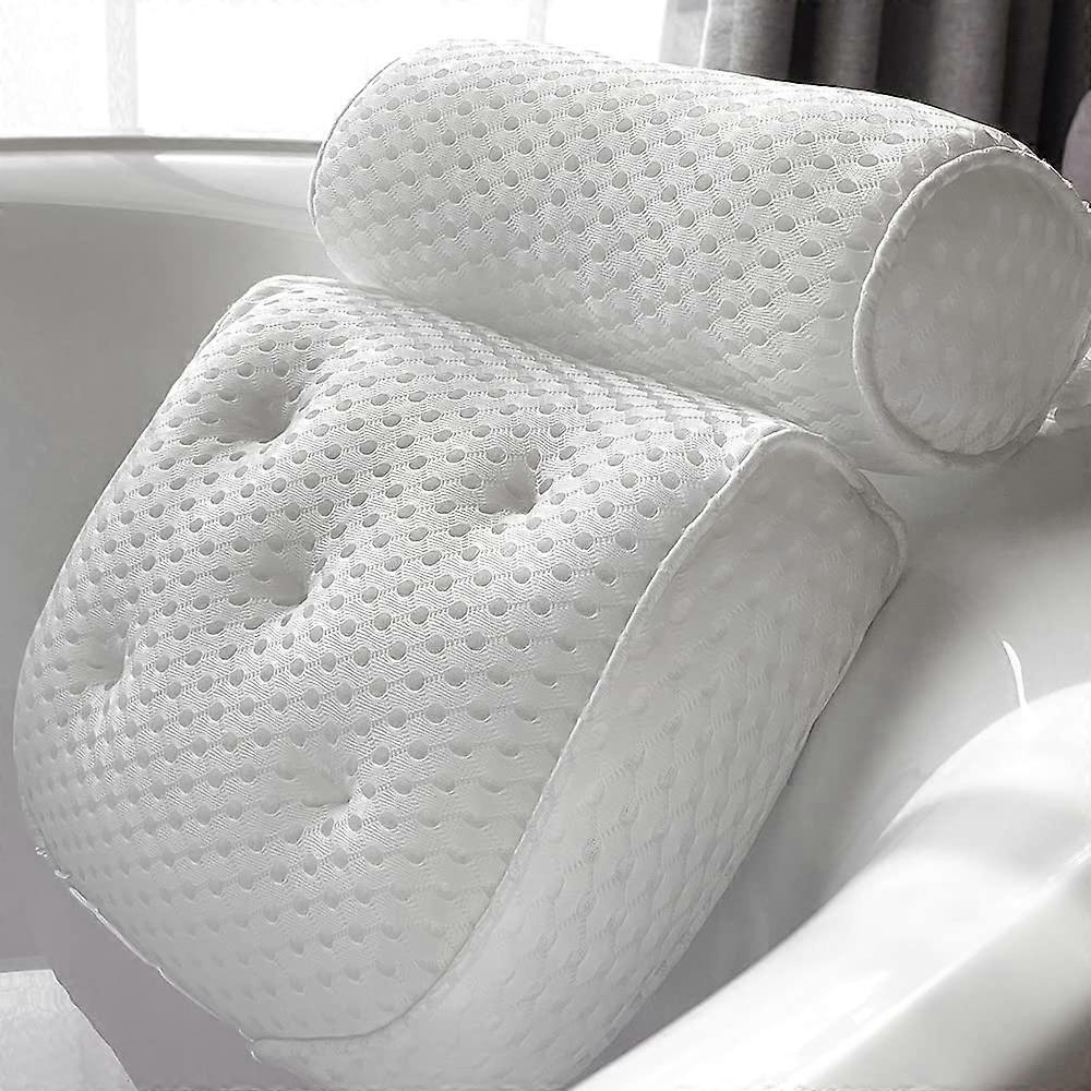 Bath Pillow with Ergonomic Headrest Support and 4D Waterproof Mesh for Neck Shoulder and Back