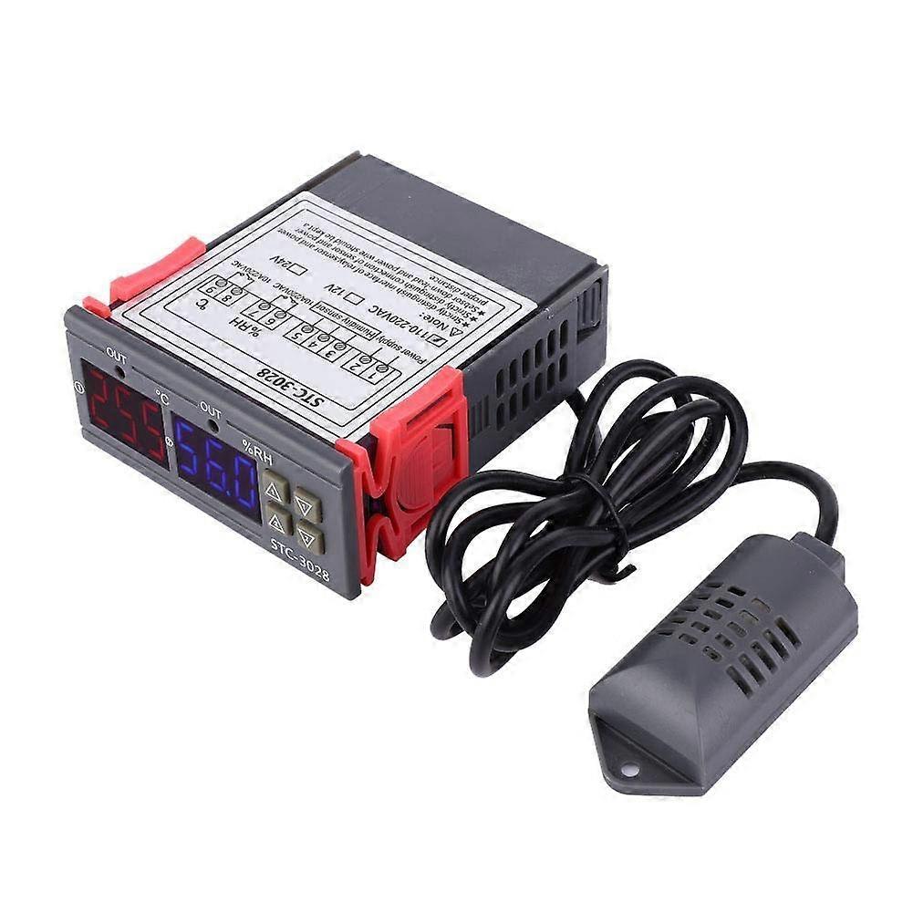 Digital Temperature and Humidity Controller, Dual Display Thermostat for Heating and Cooling 12V