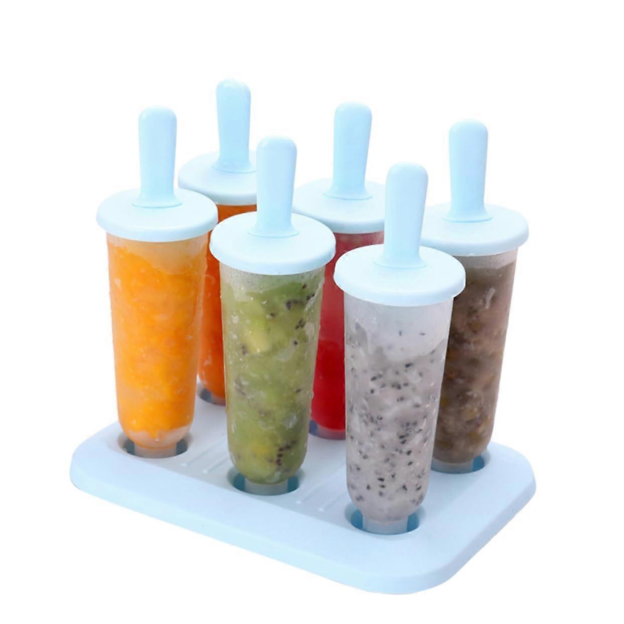 Reusable SixGrid Popsicle Mold with Tray Easy Release Food Grade Ice Cream Maker