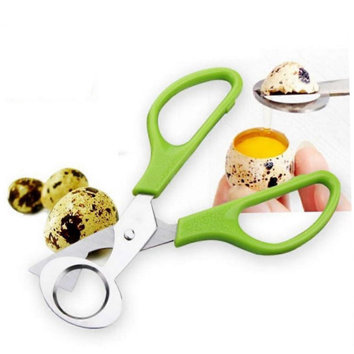 2pcs Quail Egg Scissors Stainless Steel Shell Cutter Green Handle for Clean Precise Egg Opening