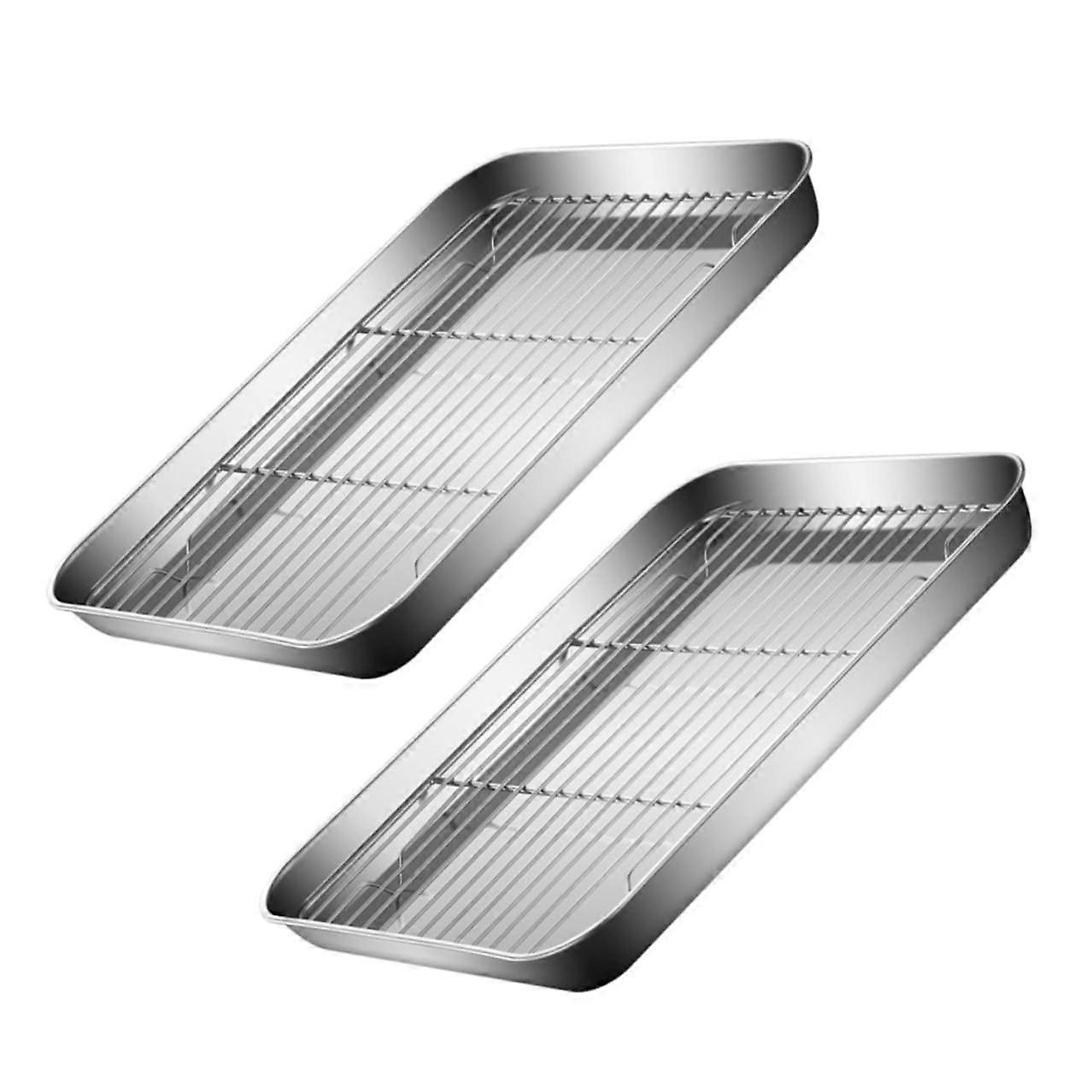 2 Sets Stainless Steel Baking Rack Stackable Oven Cooling Rack NonStick for Roasting and Steaming