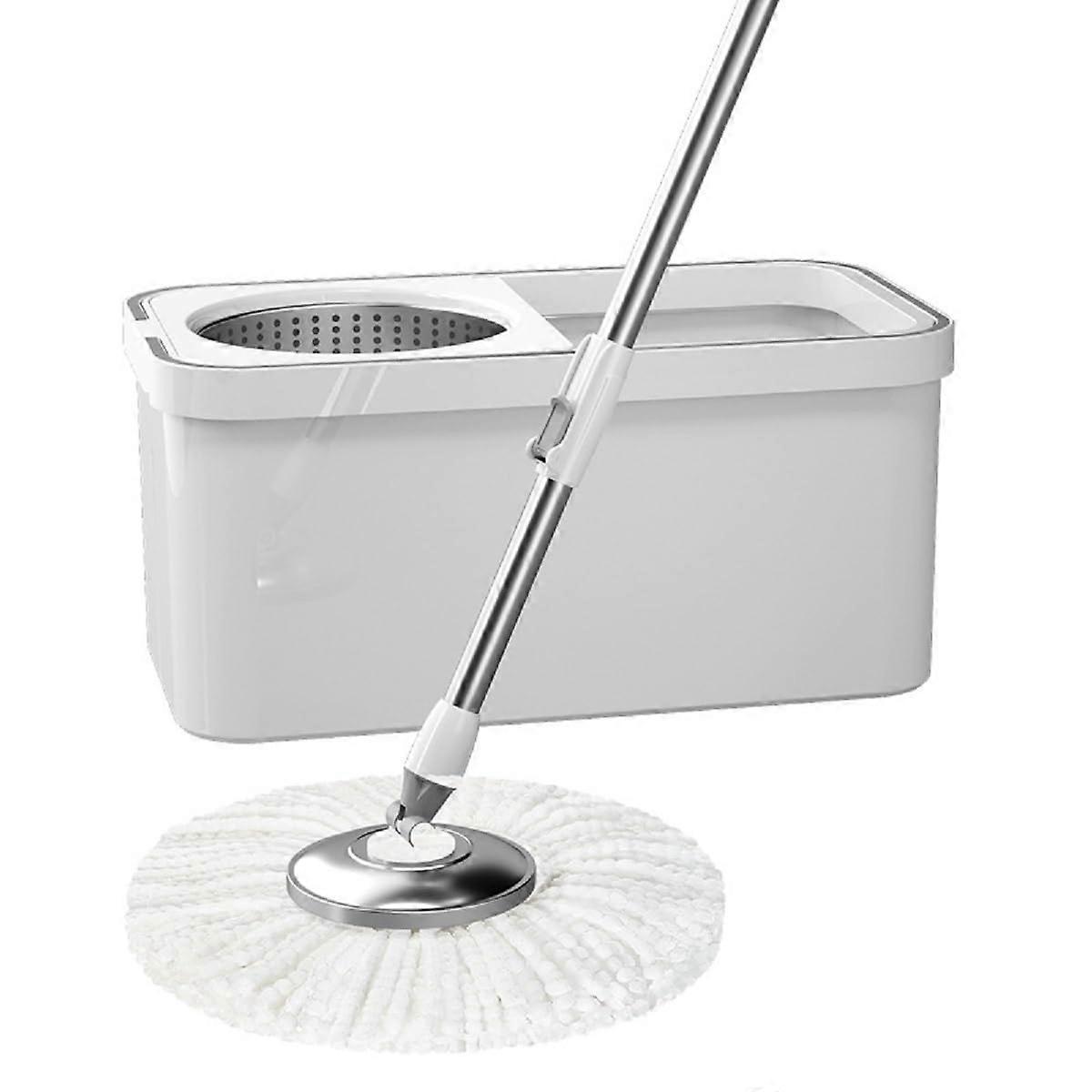 Spin Mop and Bucket Set with 360° Spin Cleaning, 5 Microfiber Heads and Adjustable Handle