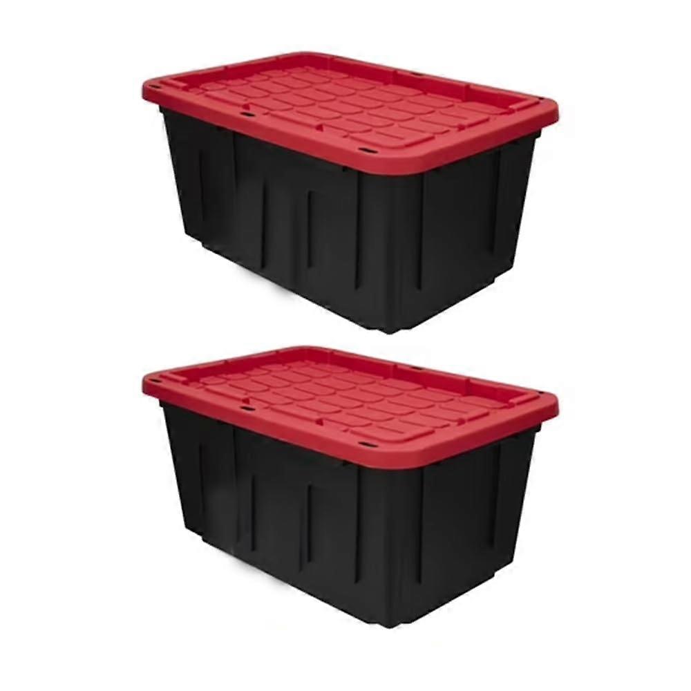 2Pack 27 Gallon Storage Containers with Secure SnapOn Lids, Stackable Heavy Duty Plastic Bins