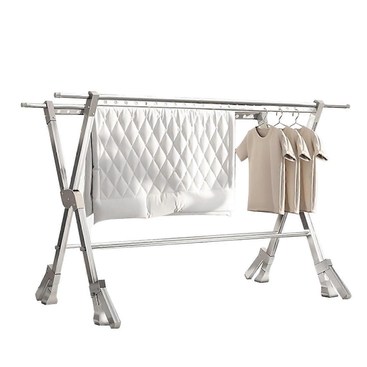 Adjustable Aluminum Clothes Drying Rack Foldable XShaped Laundry Stand for Indoor Outdoor Use 250cm