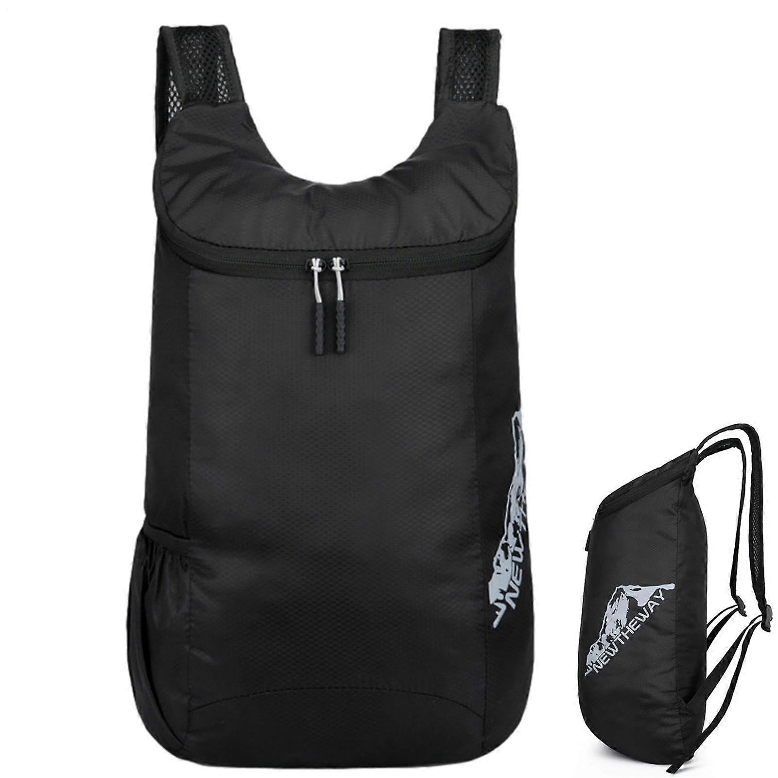 Packable Backpack Waterproof Lightweight Foldable Hiking Daypack with Breathable Mesh Back Black