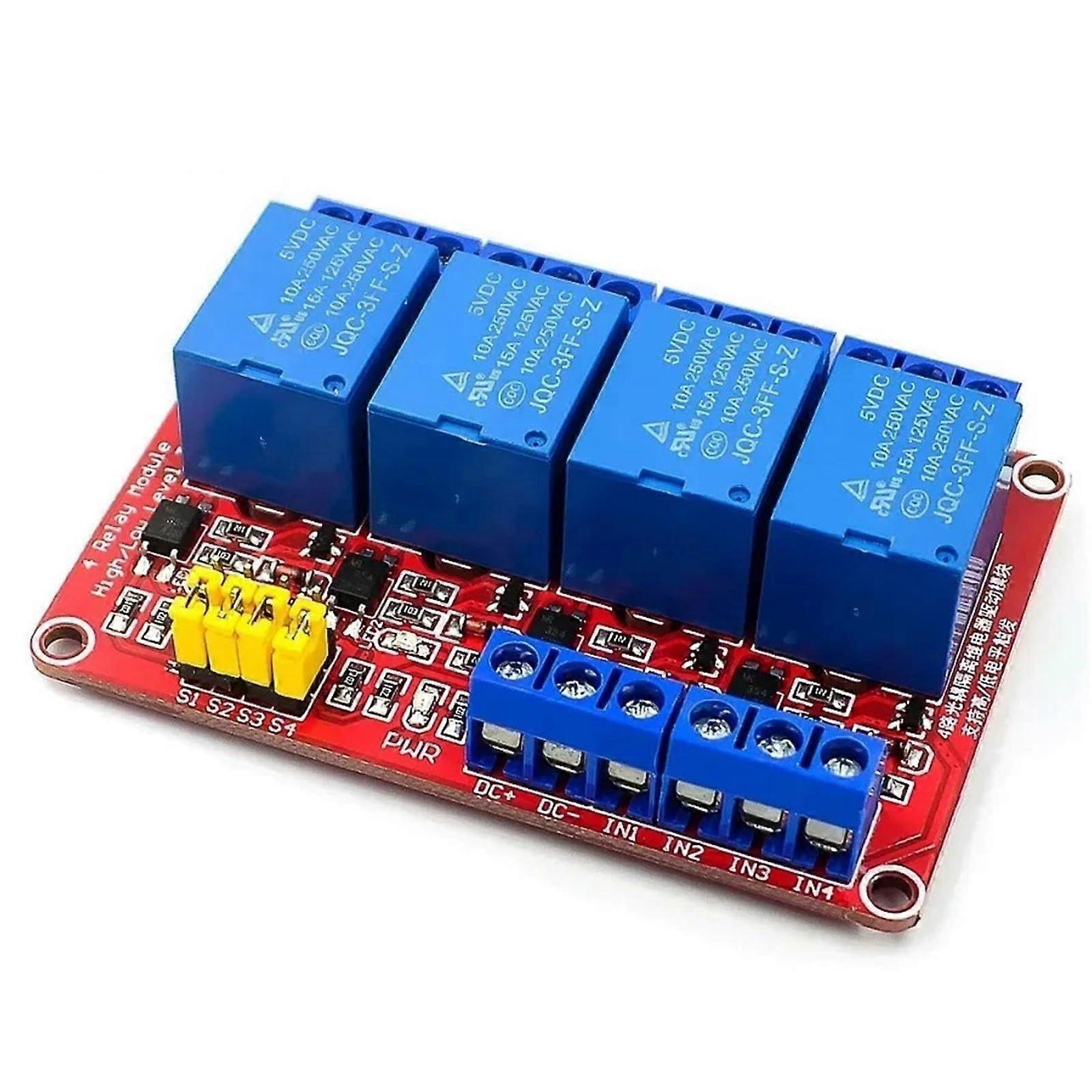 4 Channel 24V Relay Module with Optocoupler Isolation,  Low Level Trigger Control Board