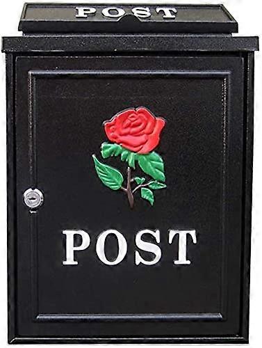 Weatherproof Wall Mounted Locking Mailbox, Large Capacity Galvanized Steel Outdoor Letter Box