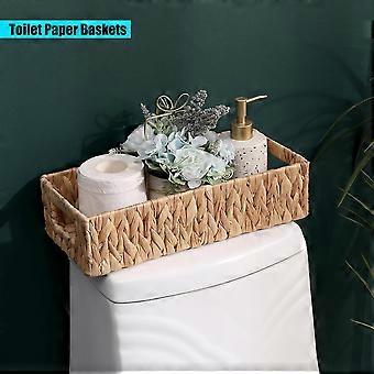 5 cestas de mimbre para almacenamiento, cestas de jacinto de agua, cestas de baño, soporte para utensilios de cocina de estilo rústico, cesta para artículos diversos.