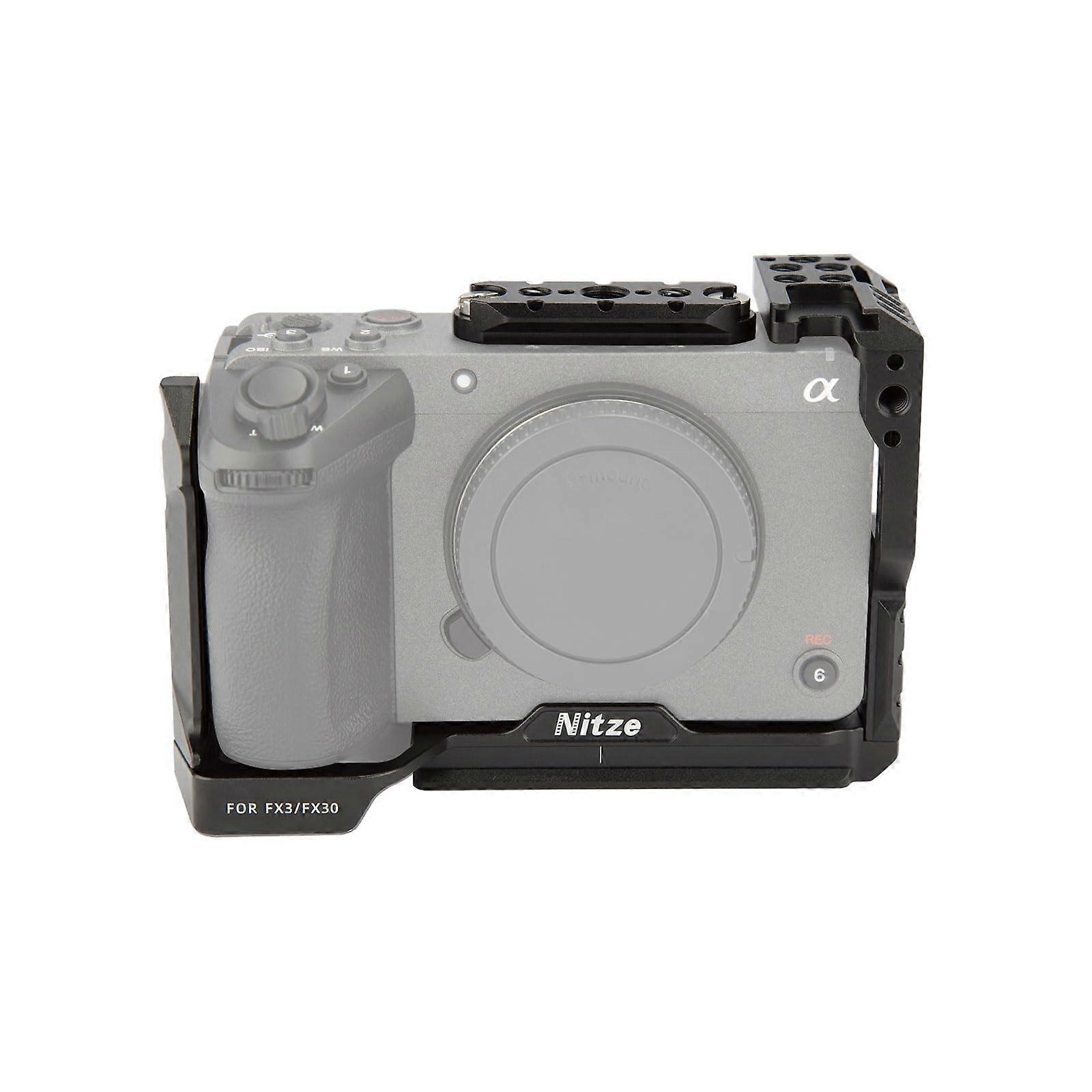 Camera Cage for Sony FX3 FX30 with Quick Access NATO Rail, Cold Shoe Mount and Arca Quick Release Plate