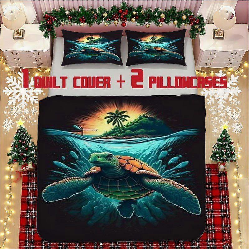 Turtle Theme Soft Printed Bedding Set Polyester Fabric Decorative & Warm