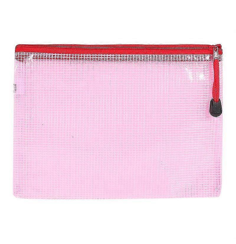 A5 Plastic Zipper Bags Zip File Storage Document Folder Protective Folder(red)