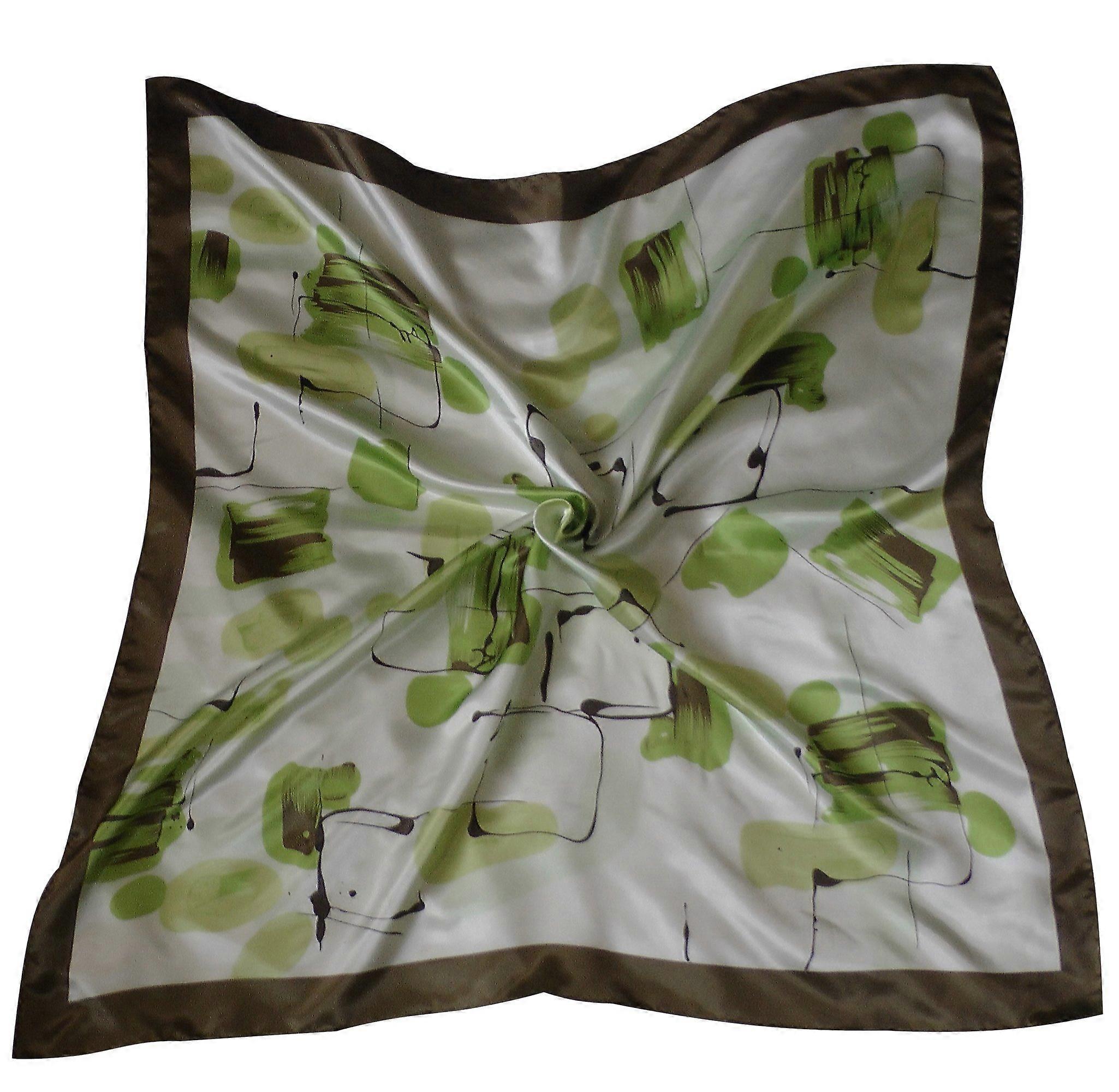 Silk Effect Scarf 33.5in Large Square Head and Neck Wrap Soft Polyester Earthy Goddess Design