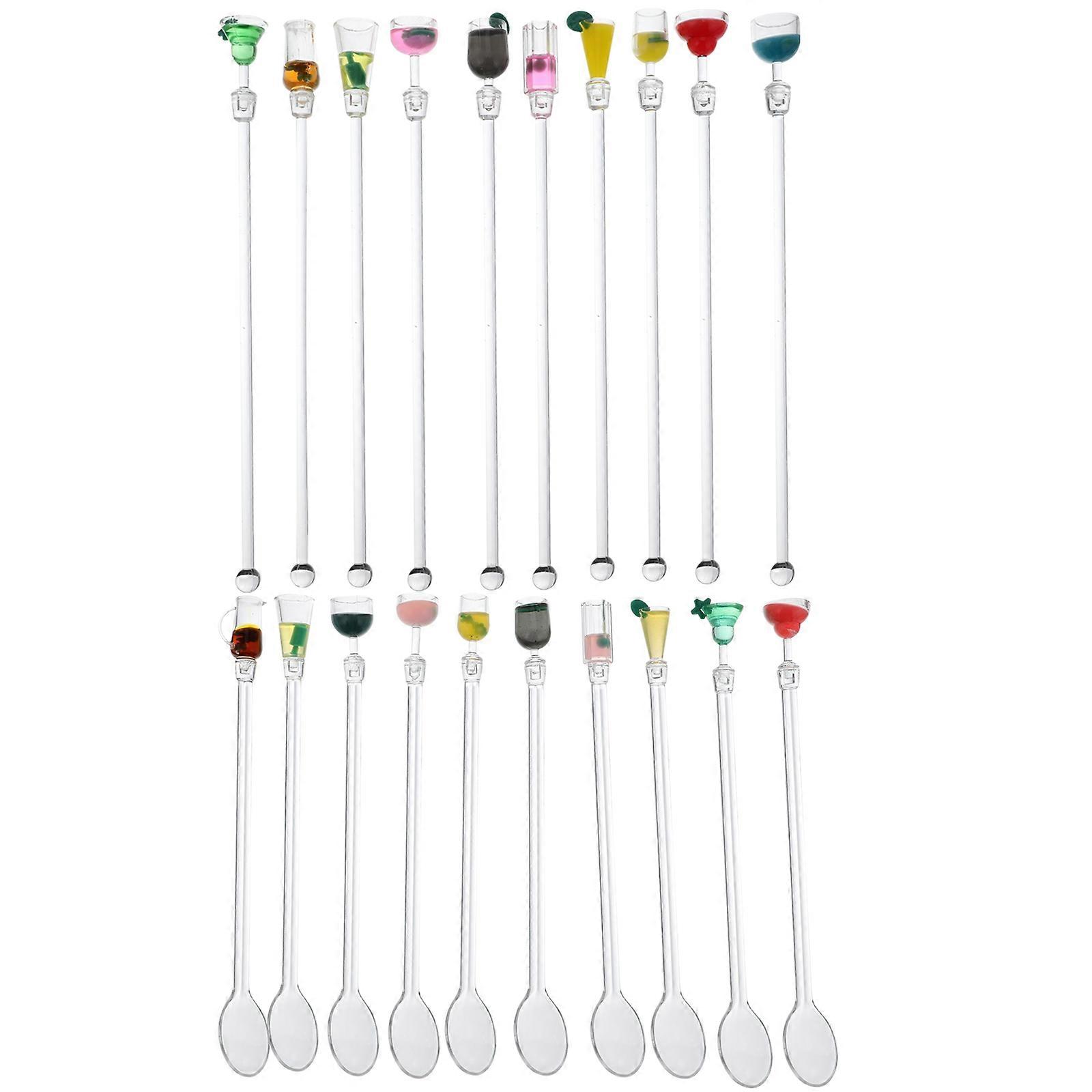 Assorted Color Acrylic Stirring Sticks for Drink Mixing 20Pcs Creative Set
