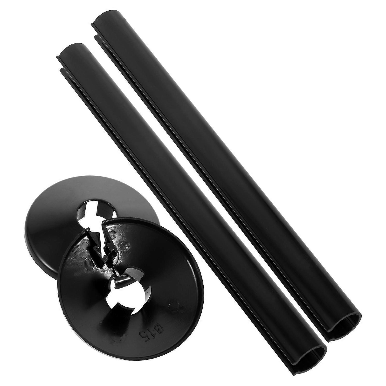 Pipe Sleeve Decorative Pipe Cover for Plumbing 2Sets Black Plastic Kit