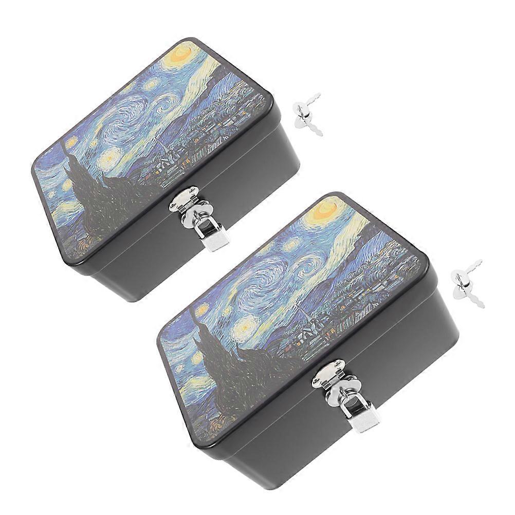 Lockable Tinplate Box for Storage 6Pcs Multipurpose Desktop Organizer