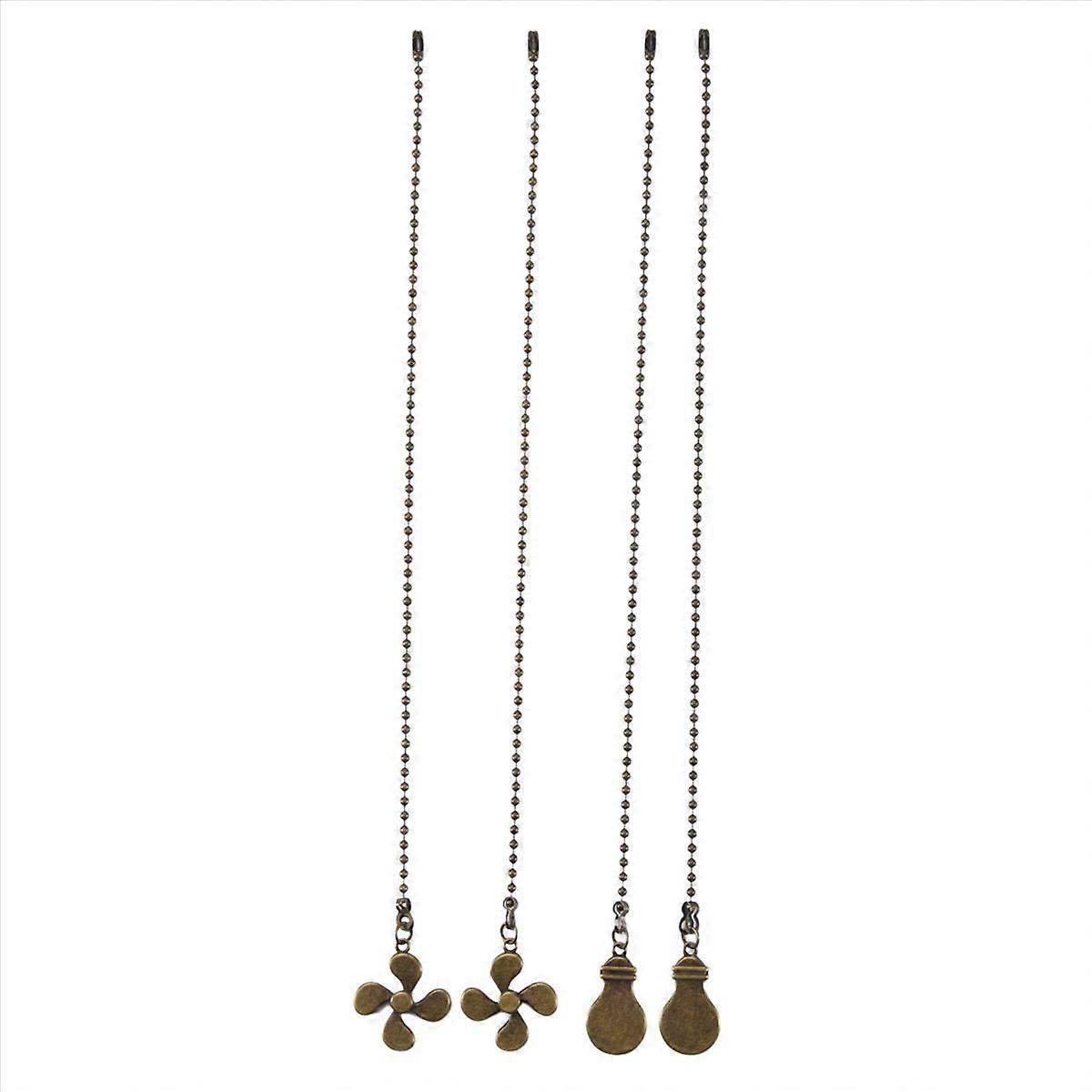 4Pcs Ceiling Fan Pull Chain Set,Bulb and Fan Pattern Pull Chain Extension Fan Pull Chain Pendant 12 